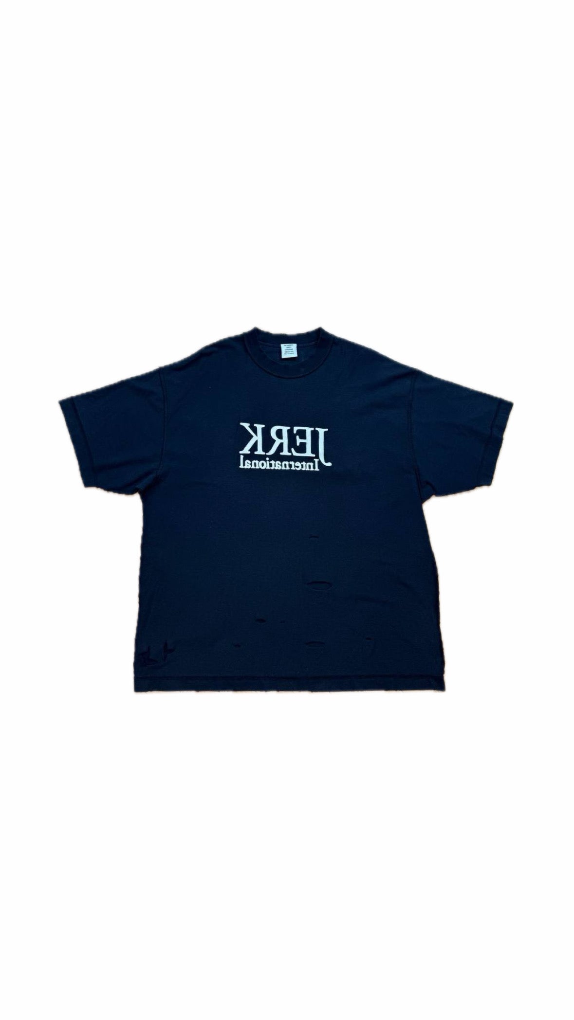 VETEMENTS “JERK” DISTRESSED T-SHIRT