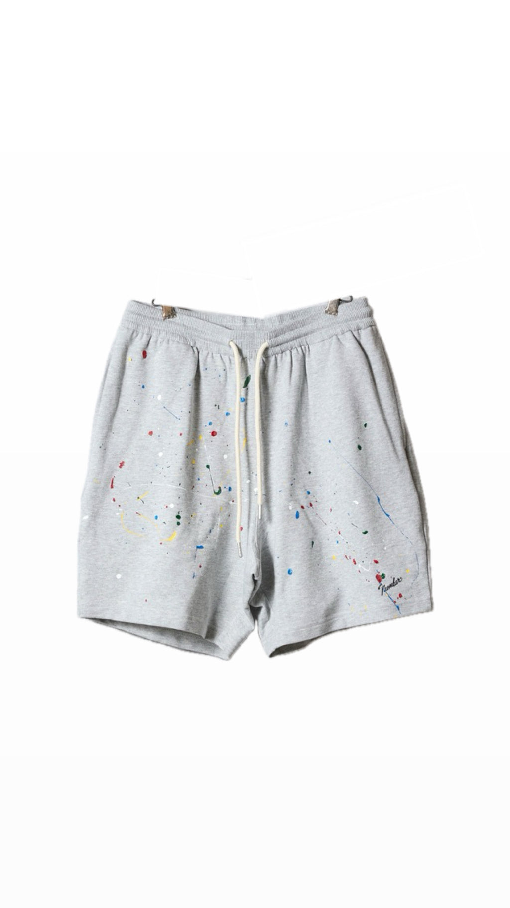 NUMBER (N)INE GREY PAINTED SHORTS