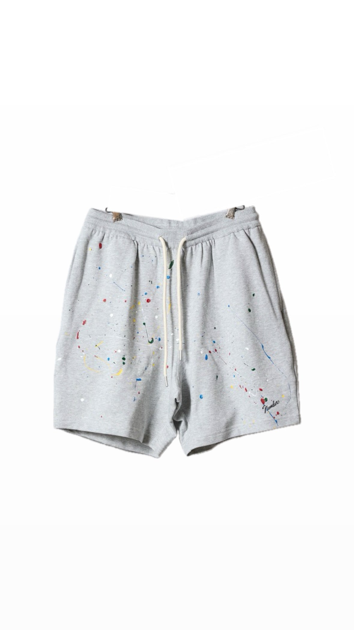 NUMBER (N)INE GREY PAINTED SHORTS