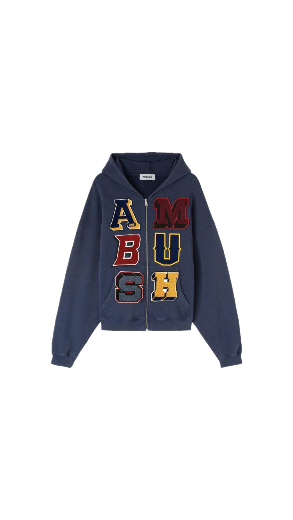 AMBUSH PATCHED LETTERS LOGO NAVY ZIP-HOODIE