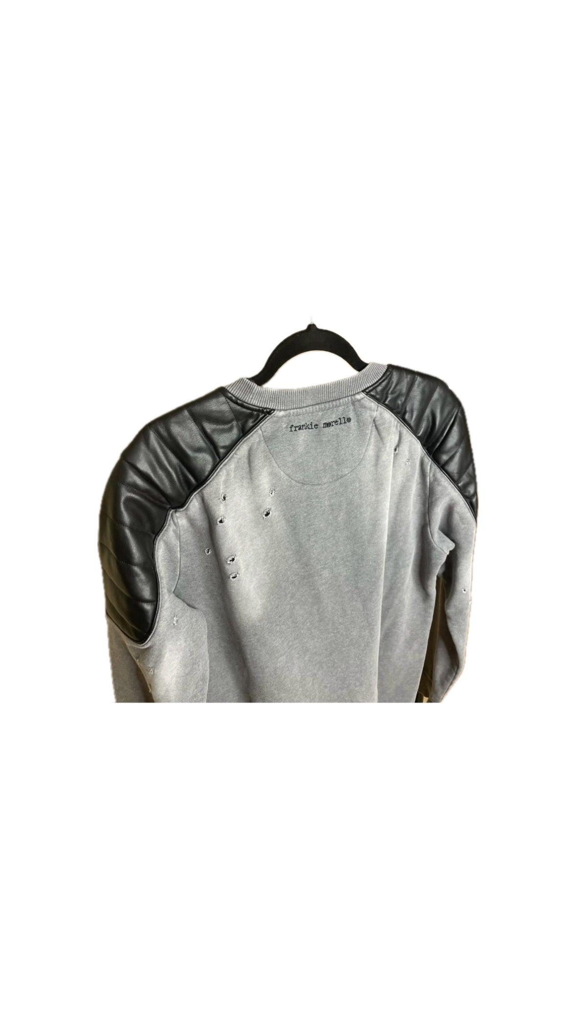 FRANKIE MORELLO DISTRESSED LEATHER SWEATSHIRT