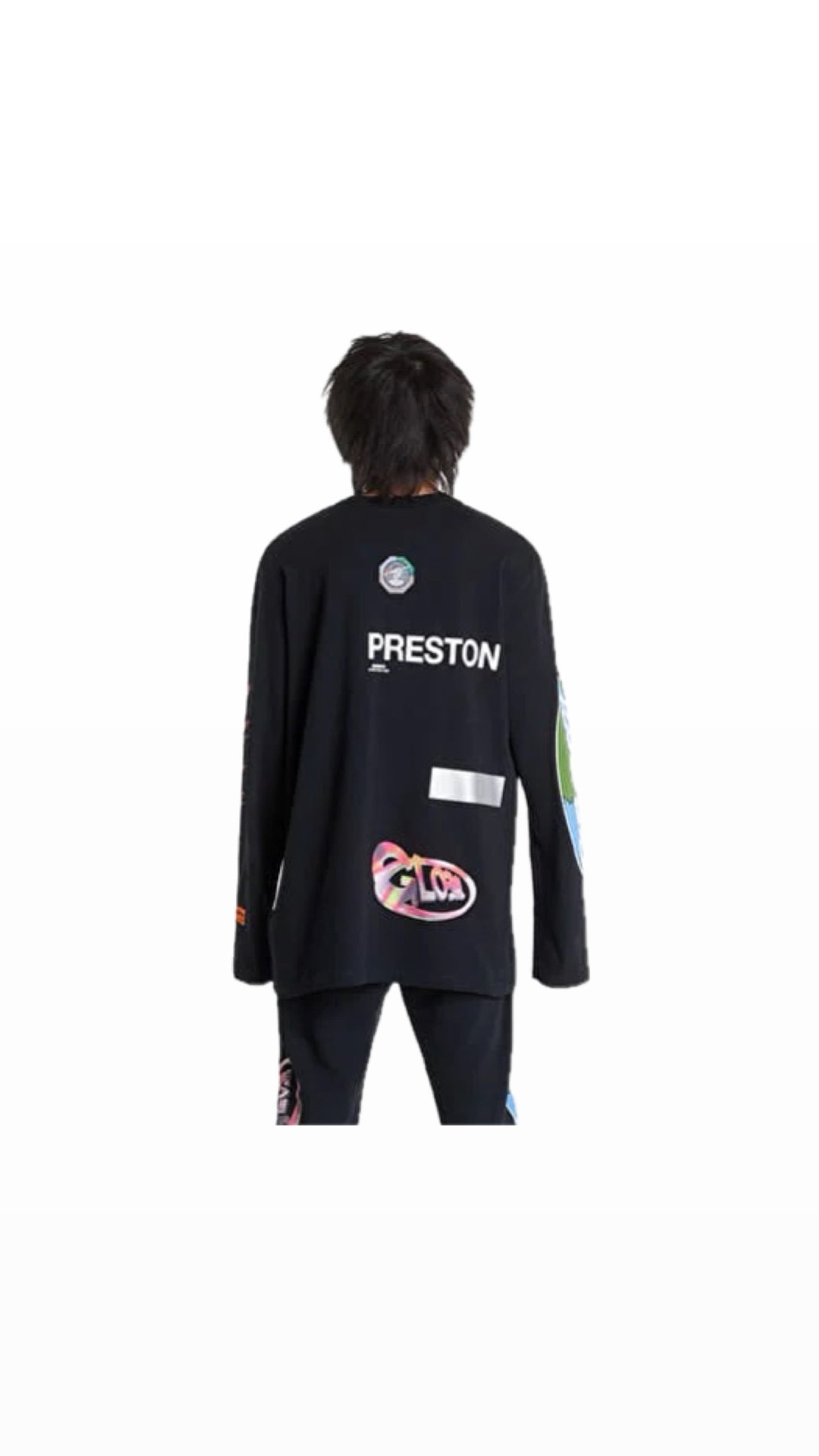 HERON PRESTON GRAPHIC BLACK LONG-SLEEVE