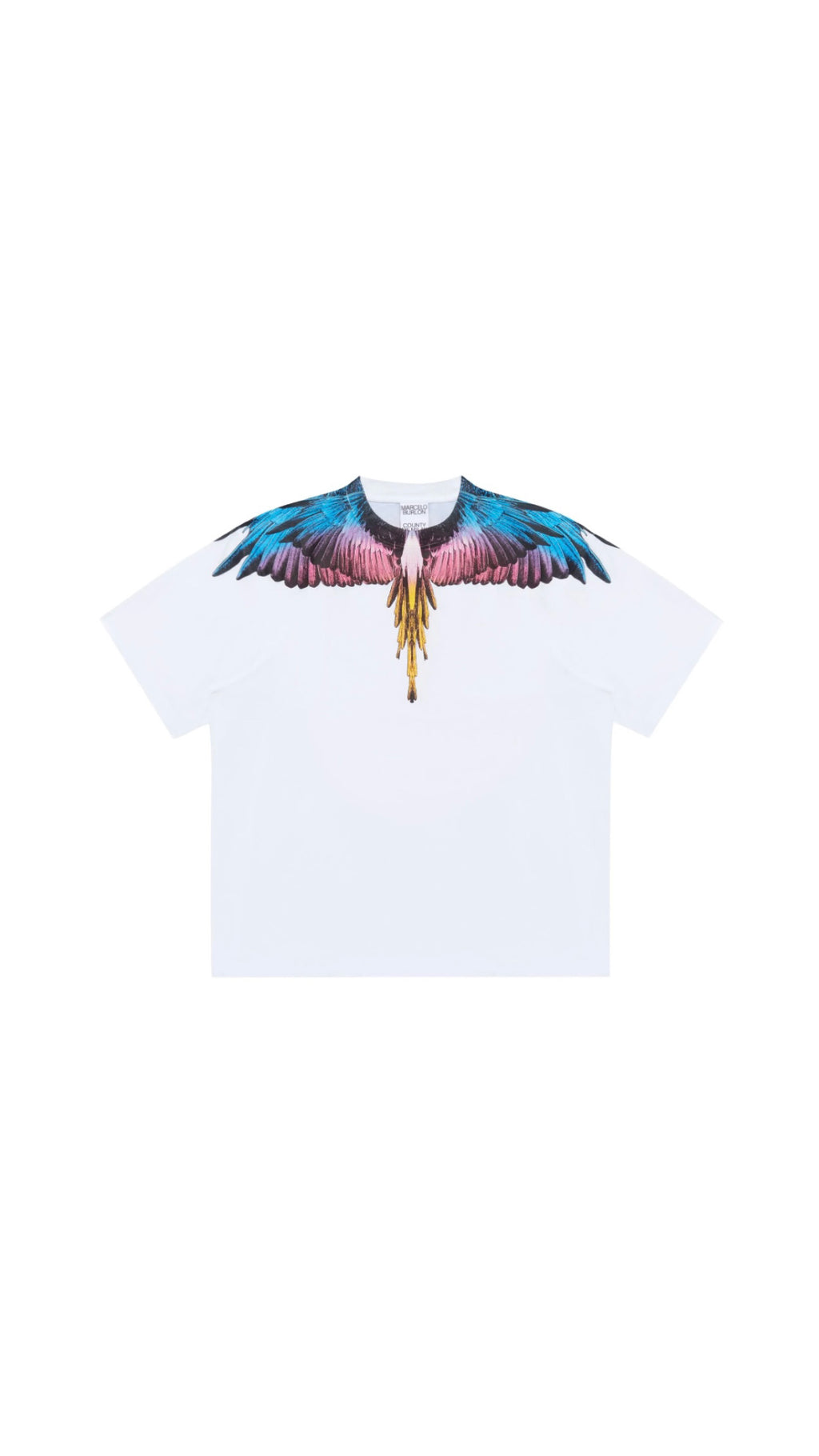 MARCELO BURLON BLUE / PINK / YELLOW WHITE T-SHIRT