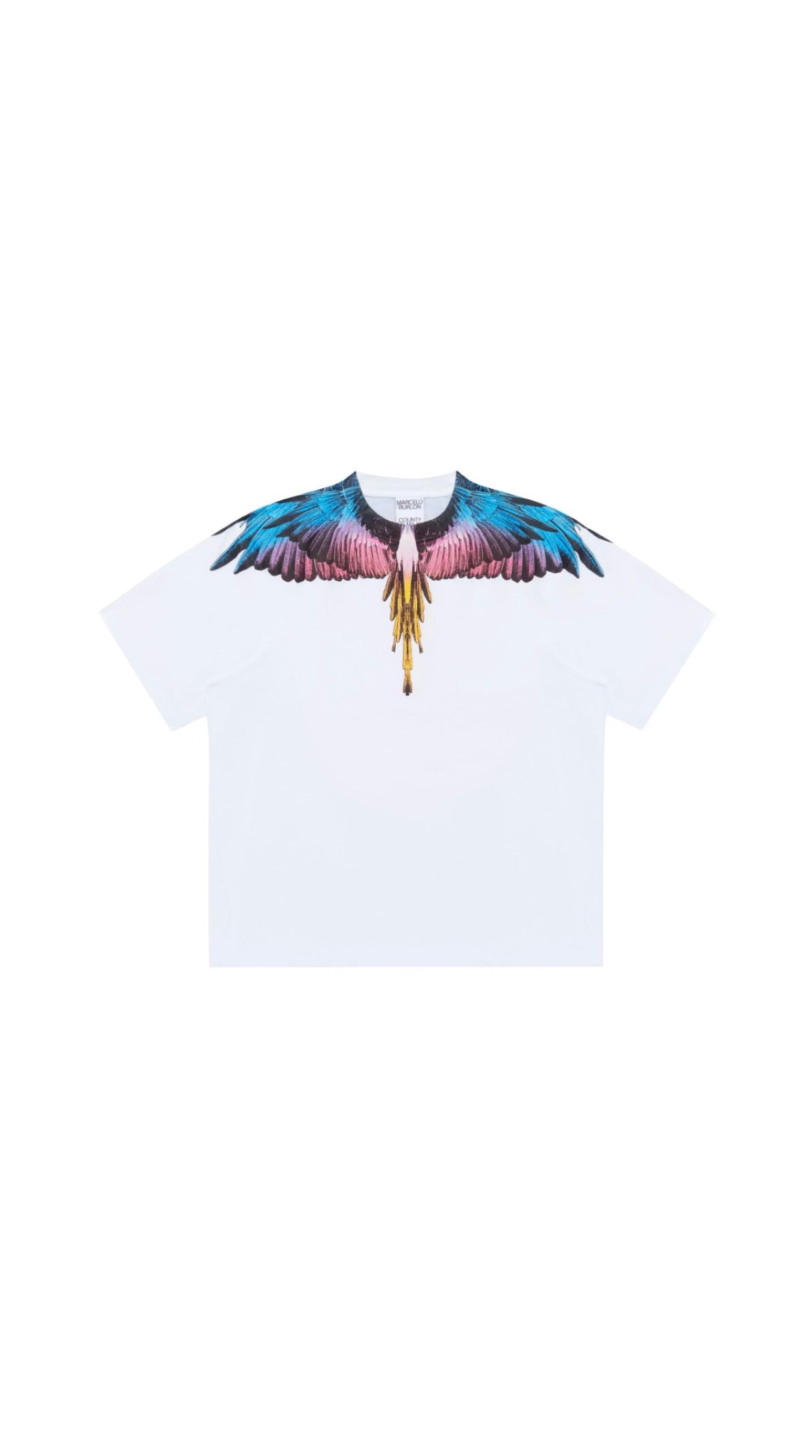 MARCELO BURLON BLUE / PINK / YELLOW WHITE T-SHIRT
