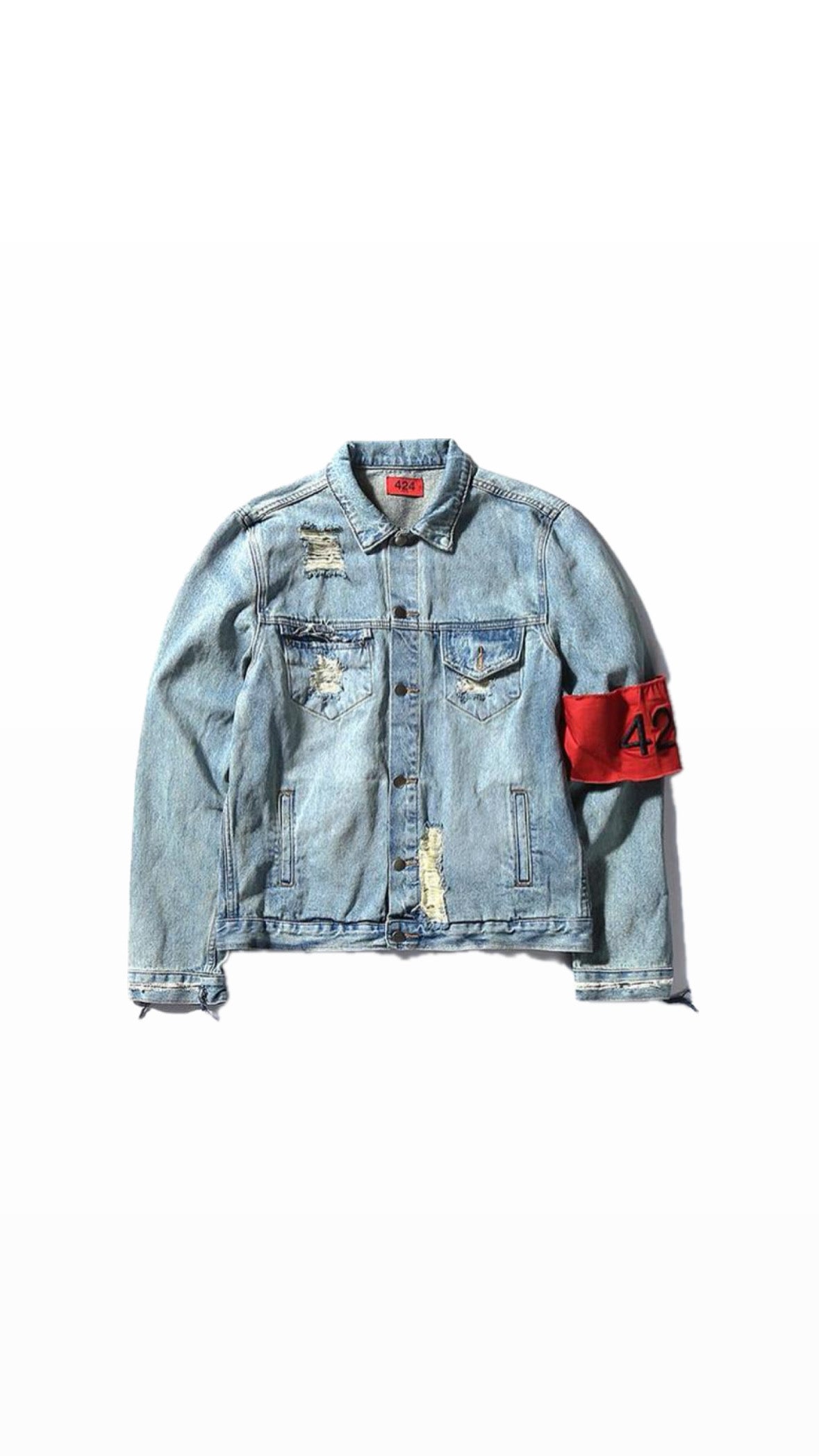 [9/10] 424 FOURTWOFOUR 2016 RELEASE DISTRESSED DENIM JACKET