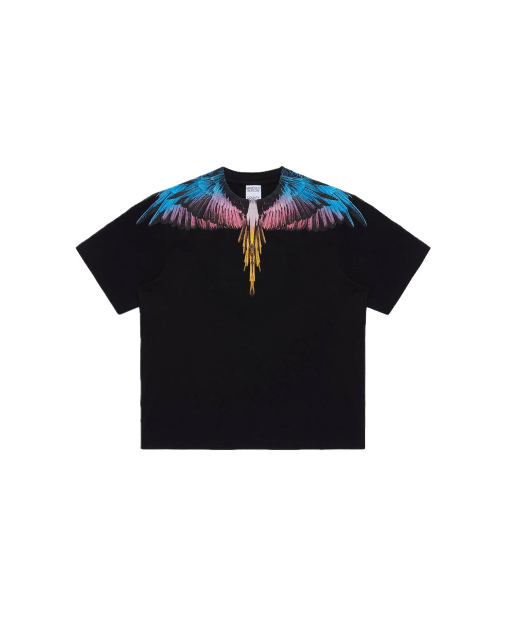 MARCELO BURLON BLUE / PURPLE / YELLOW WING BLACK T-SHIRT