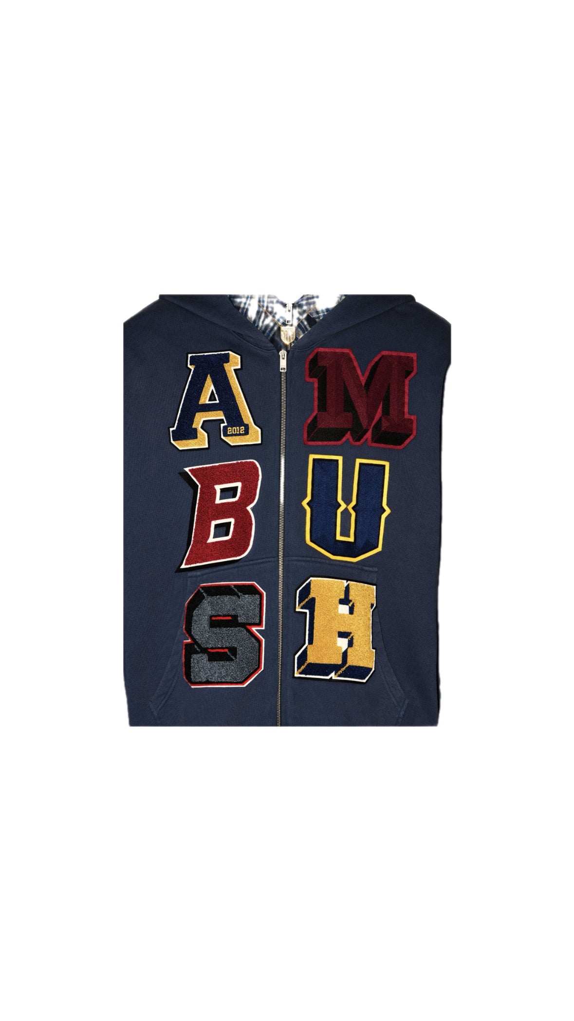 AMBUSH PATCHED LETTERS LOGO NAVY ZIP-HOODIE