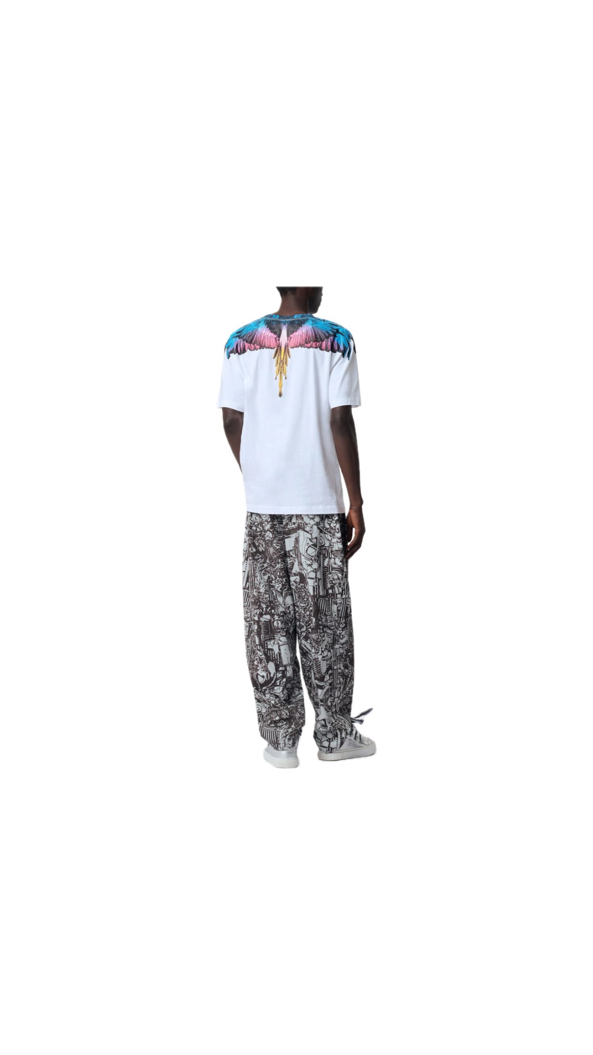 MARCELO BURLON BLUE / PINK / YELLOW WHITE T-SHIRT