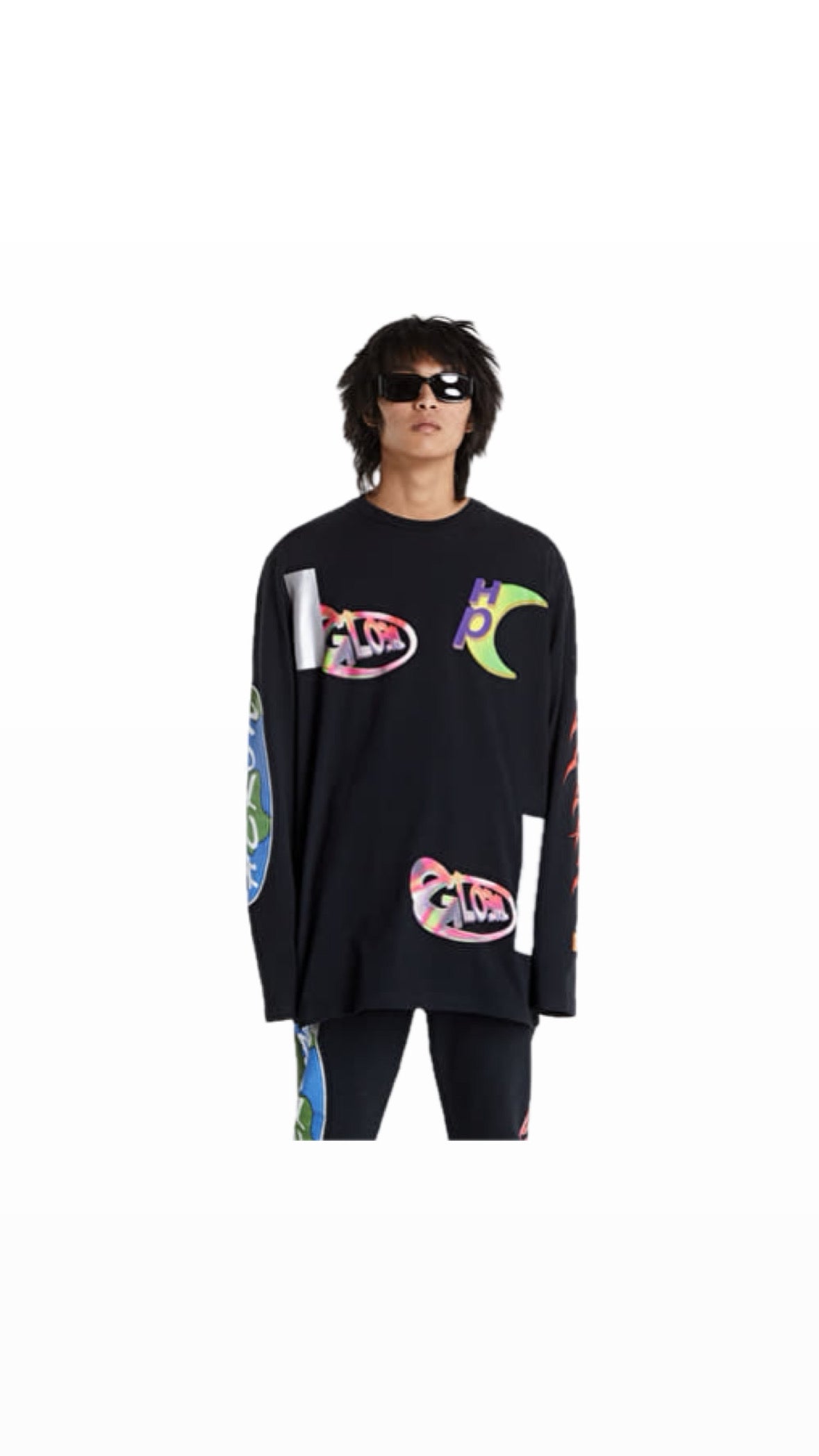 HERON PRESTON GRAPHIC BLACK LONG-SLEEVE