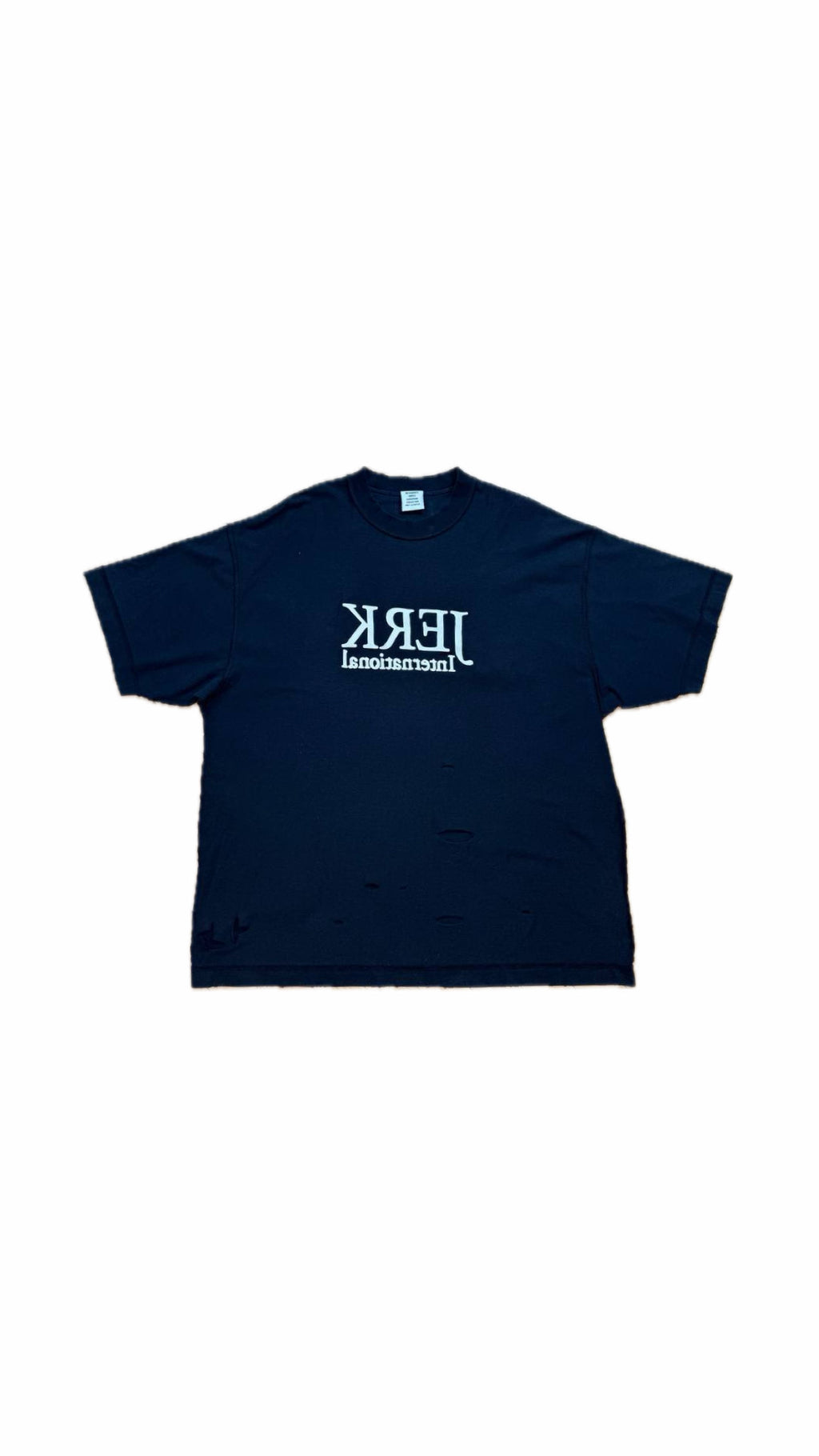 VETEMENTS “JERK” DISTRESSED T-SHIRT