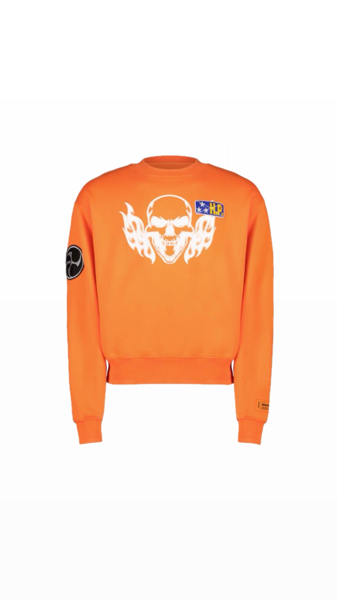 HERON PRESTON “SKULL” ORANGE PATCHED SWEATSHIRT