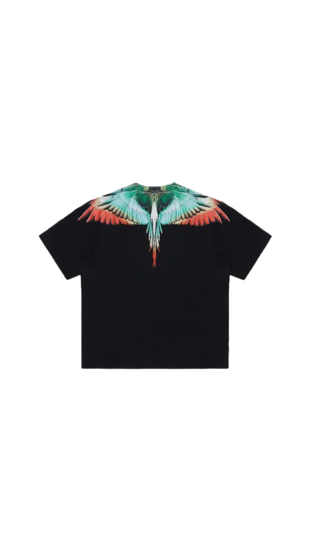 MARCELO BURLON GREEN / ORANGE WING BLACK T-SHIRT