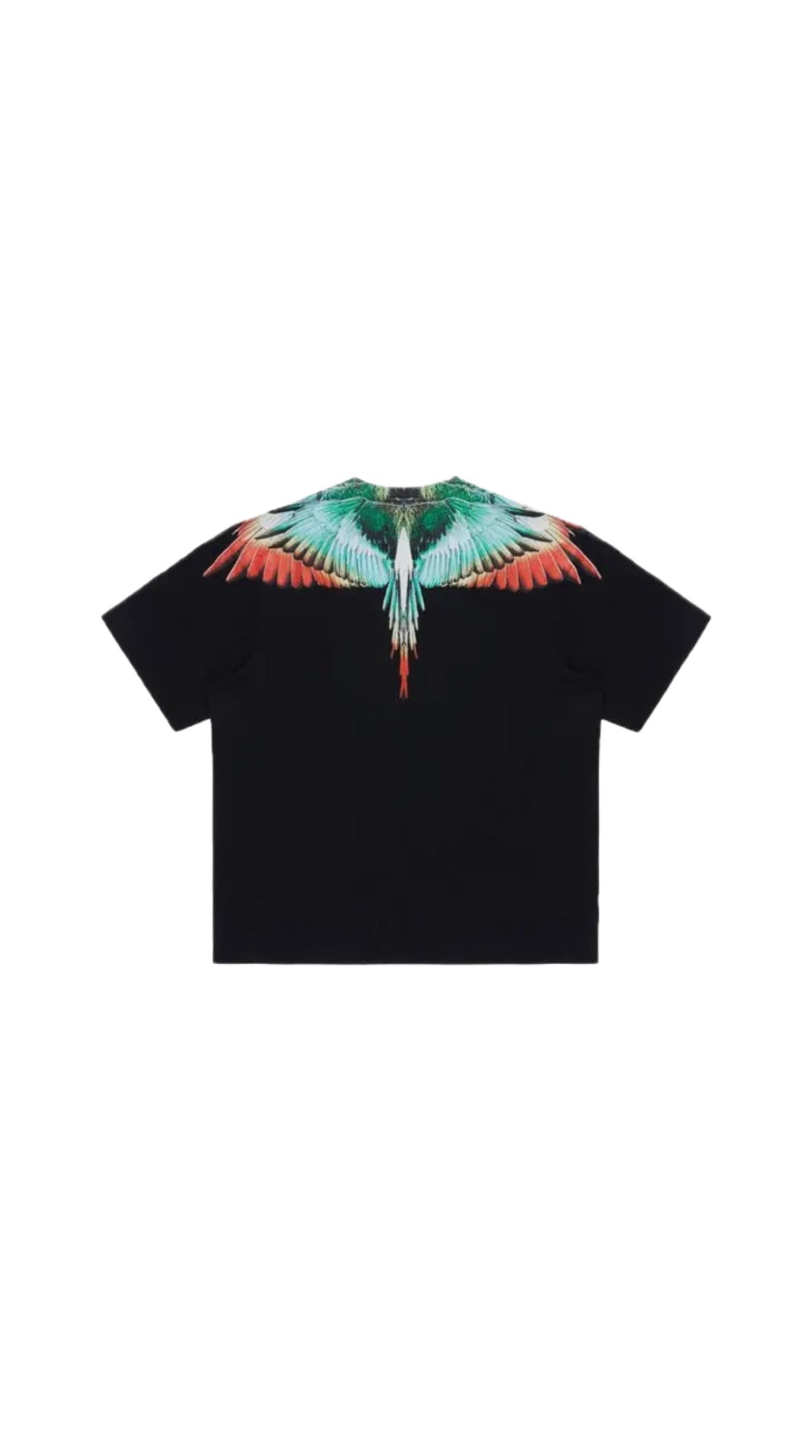 MARCELO BURLON GREEN / ORANGE WING BLACK T-SHIRT