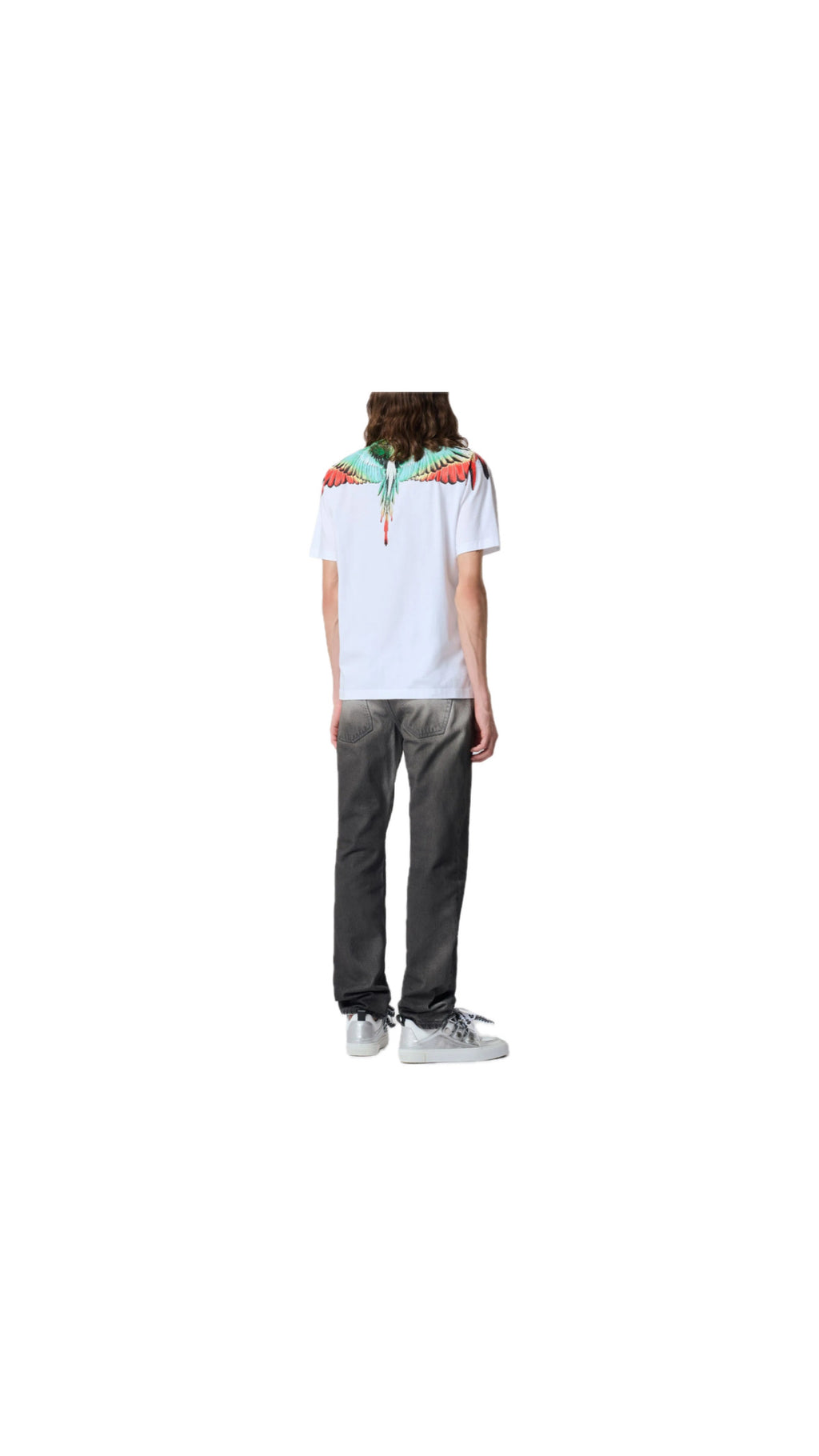 MARCELO BURLON GREEN / ORANGE WING WHITE T-SHIRT