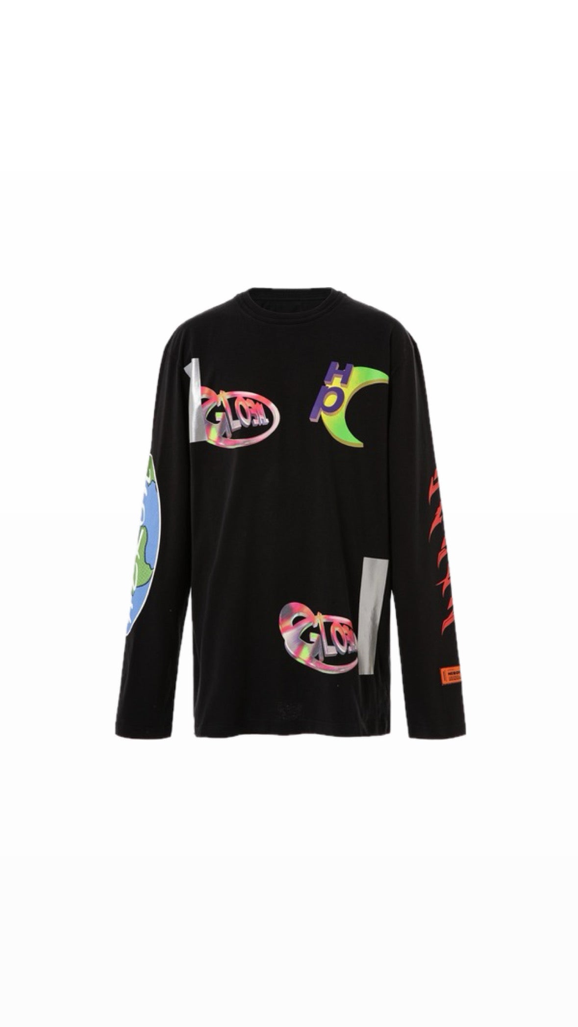 HERON PRESTON GRAPHIC BLACK LONG-SLEEVE