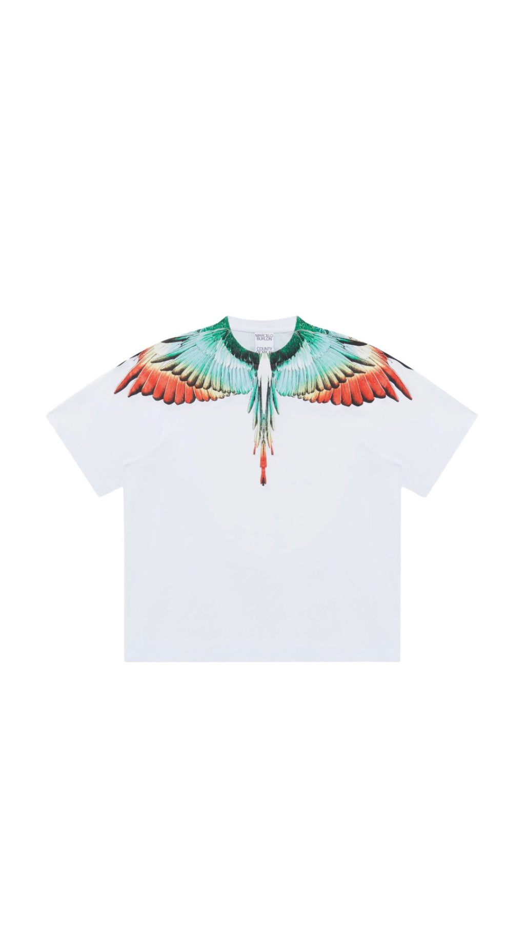 MARCELO BURLON GREEN / ORANGE WING WHITE T-SHIRT
