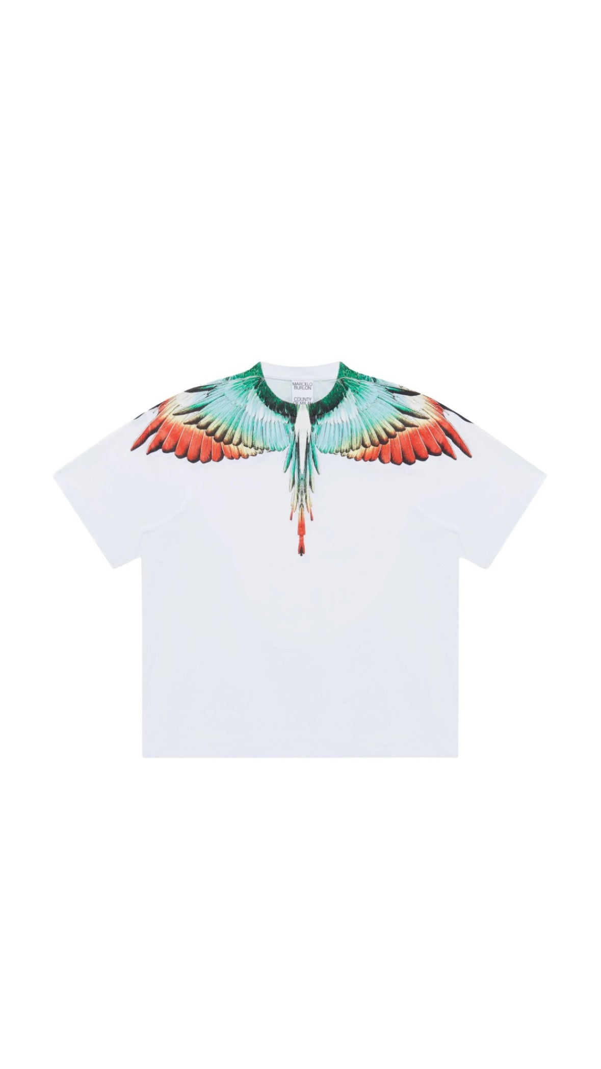 MARCELO BURLON GREEN / ORANGE WING WHITE T-SHIRT
