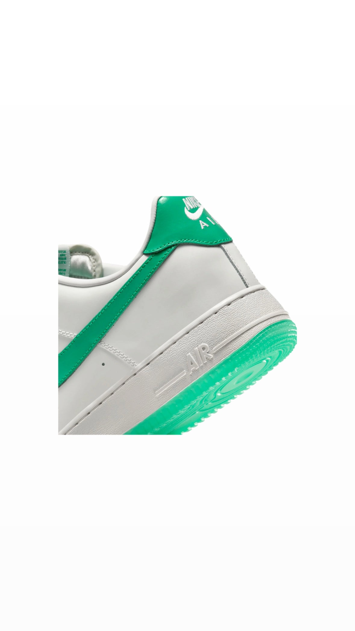 NIKE AIR FORCE 1 GLOSSY WHITE / GREEN