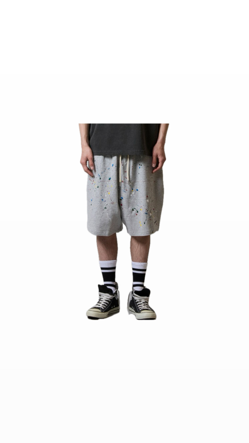 NUMBER (N)INE GREY PAINTED SHORTS