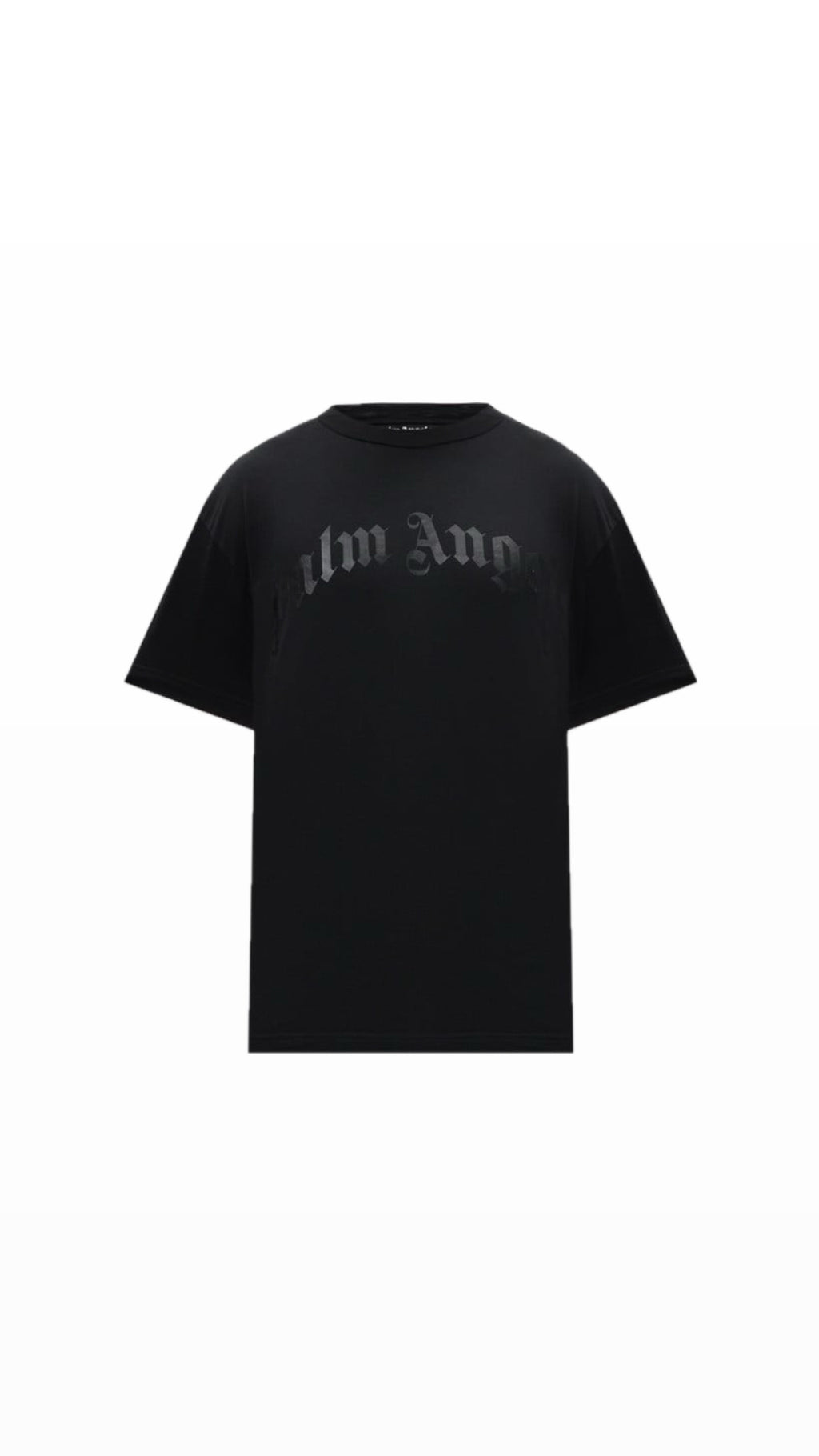 PALM ANGELS BLACK CURVED LOGO T-SHIRT