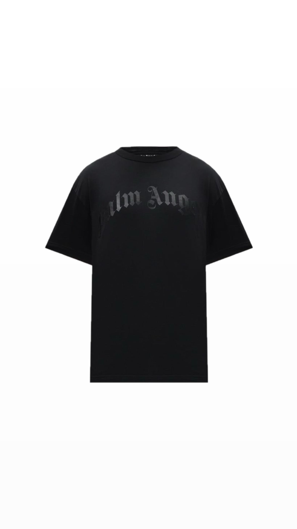 PALM ANGELS BLACK CURVED LOGO T-SHIRT