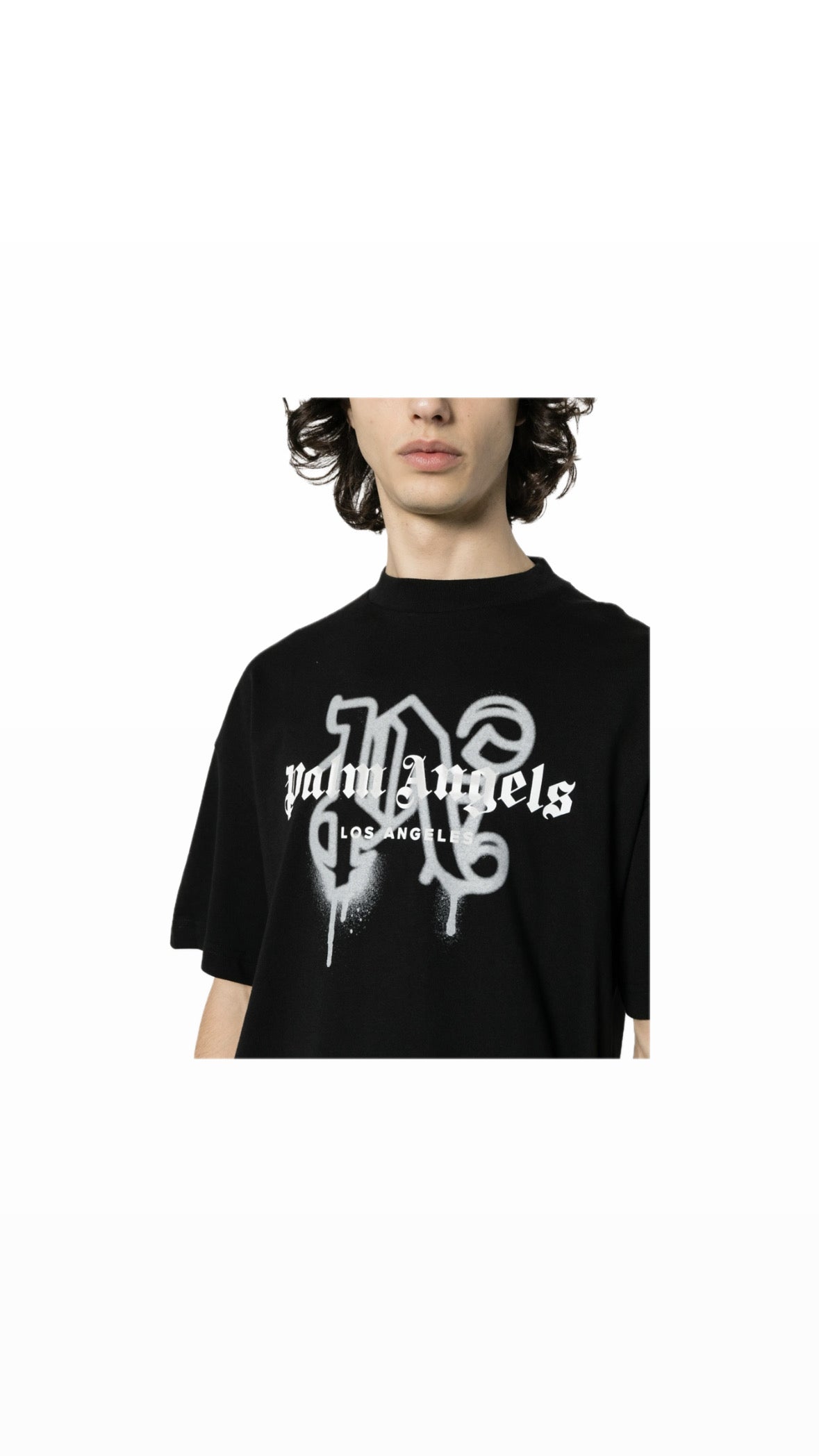 PALM ANGELS “LOS ANGELES” SPRAYED BLACK T-SHIRT