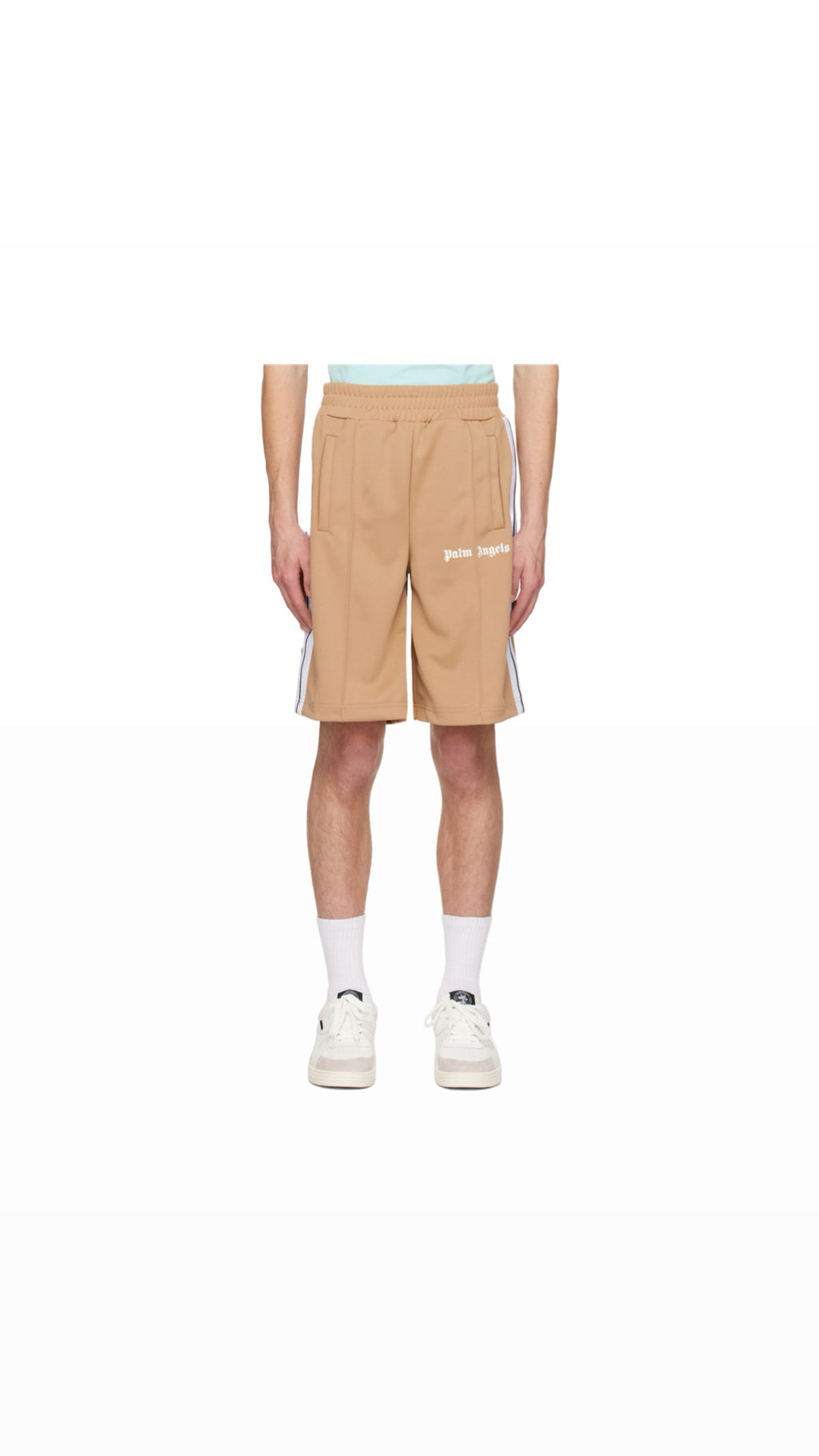 PALM ANGELS BEIGE TRACK SHORTS