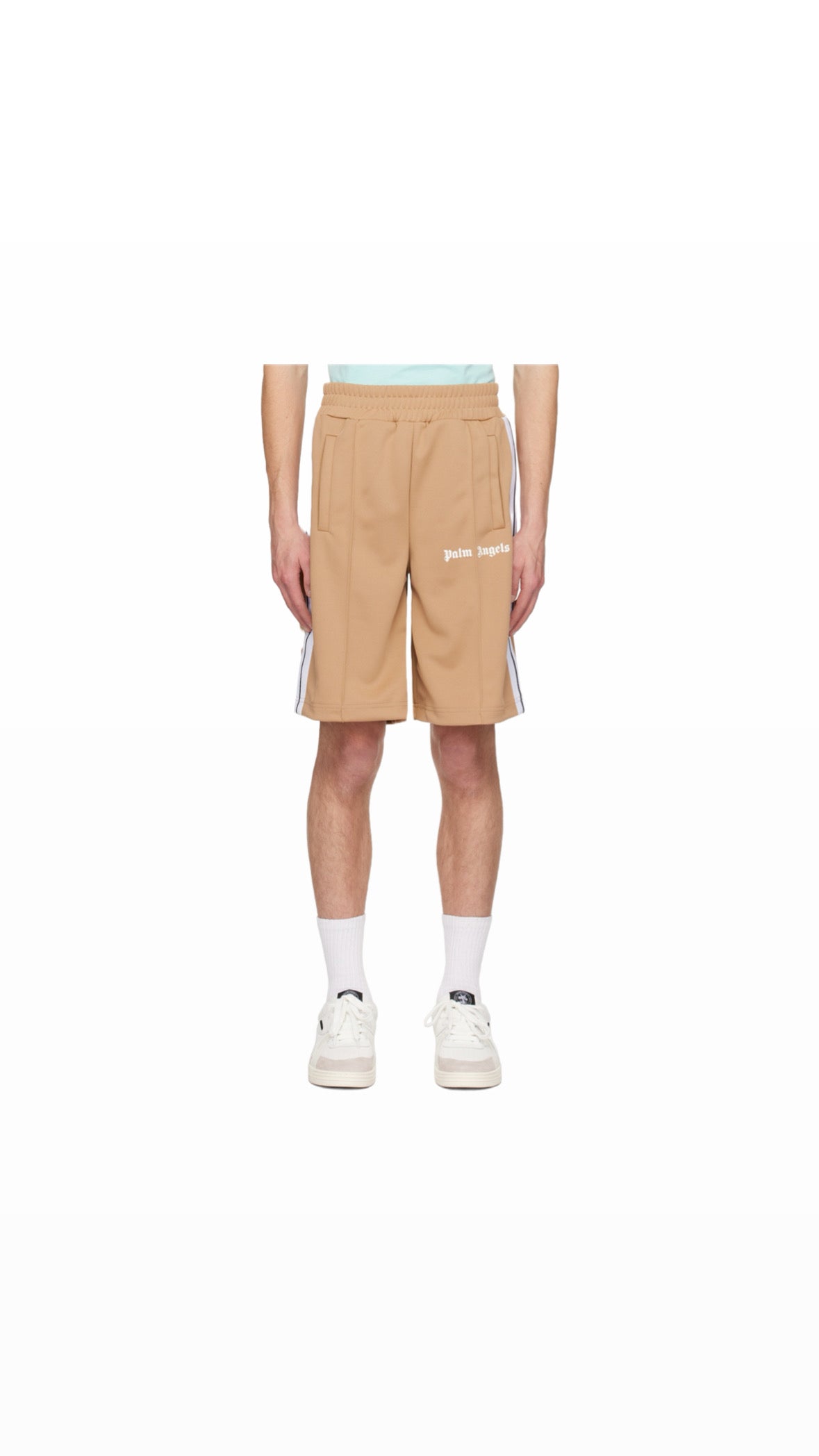 PALM ANGELS BEIGE TRACK SHORTS