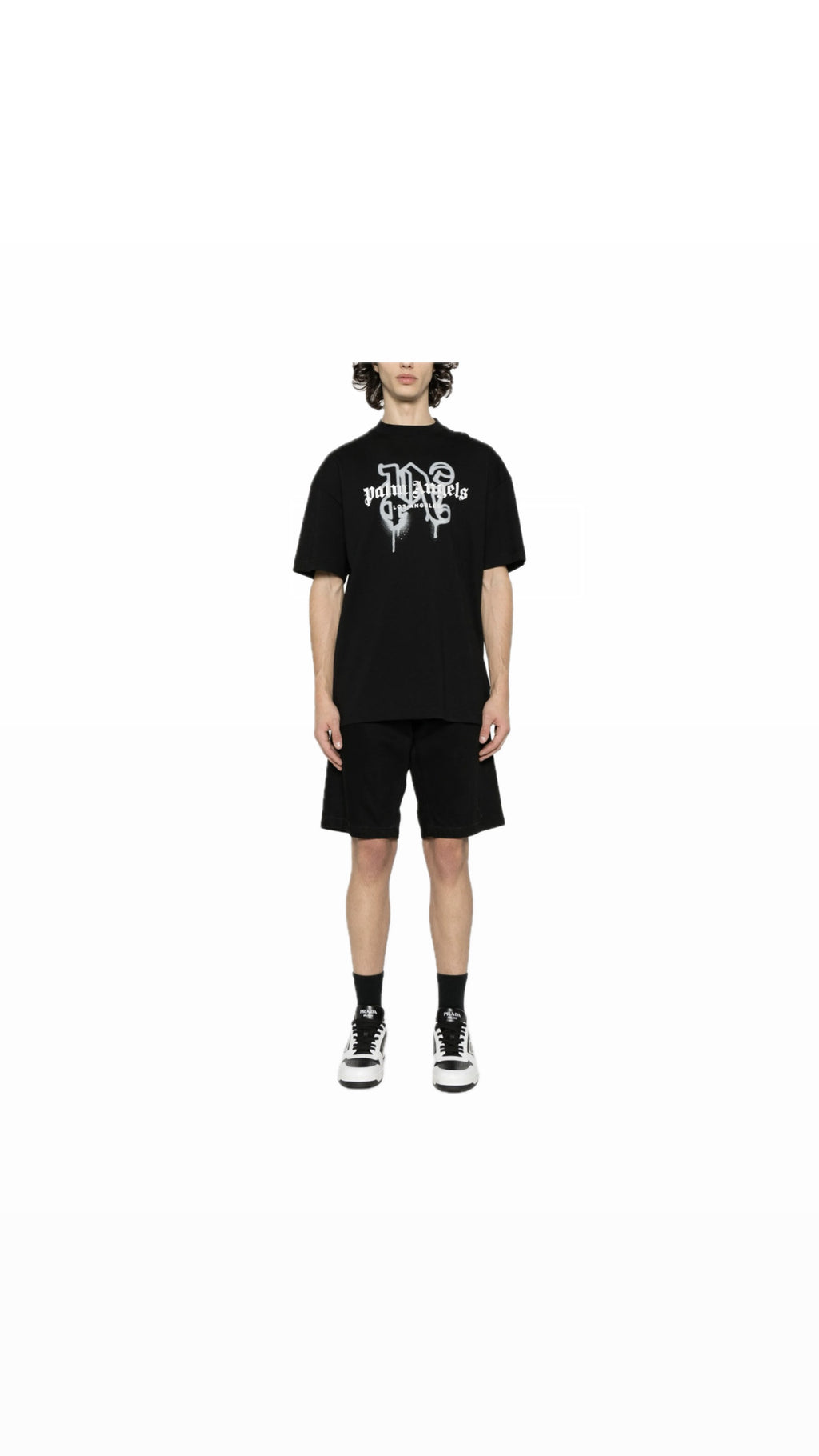 PALM ANGELS “LOS ANGELES” SPRAYED BLACK T-SHIRT