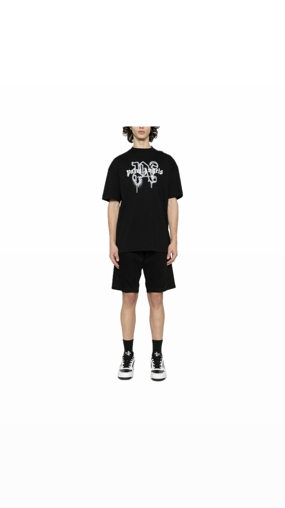 PALM ANGELS “LOS ANGELES” SPRAYED BLACK T-SHIRT