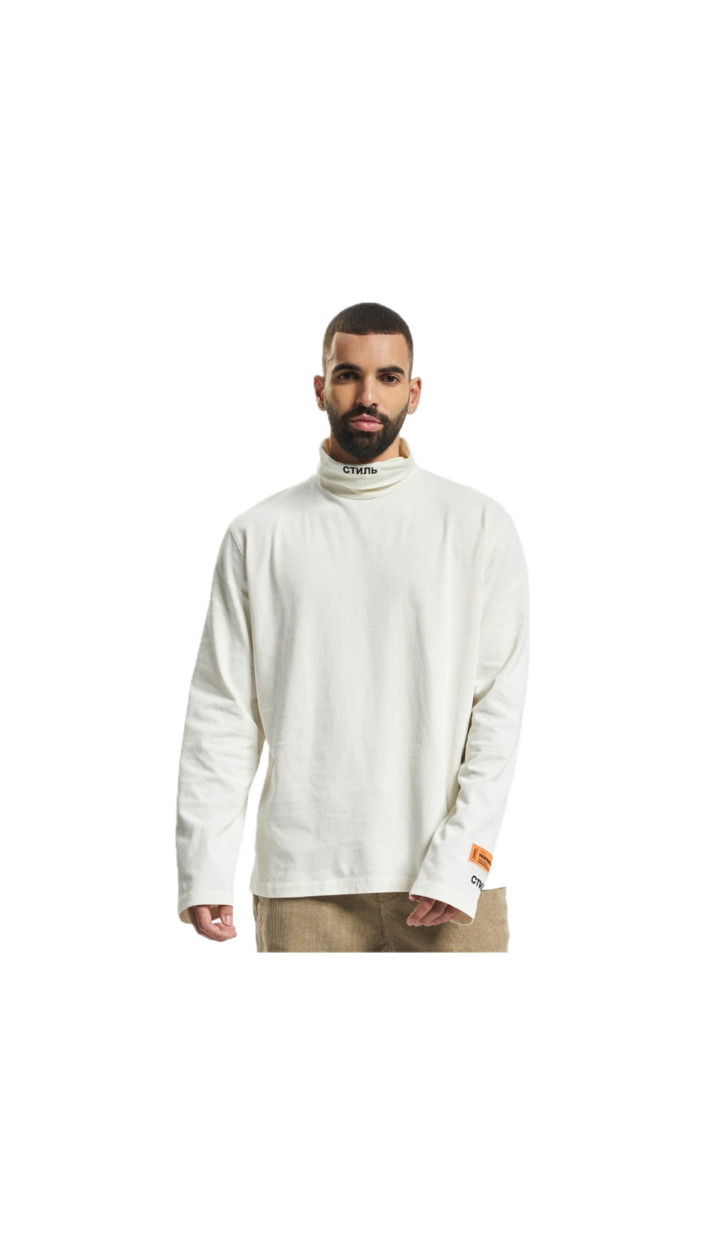 HERON PRESTON “HPNY” WHITE NECK LONG-SLEEVE