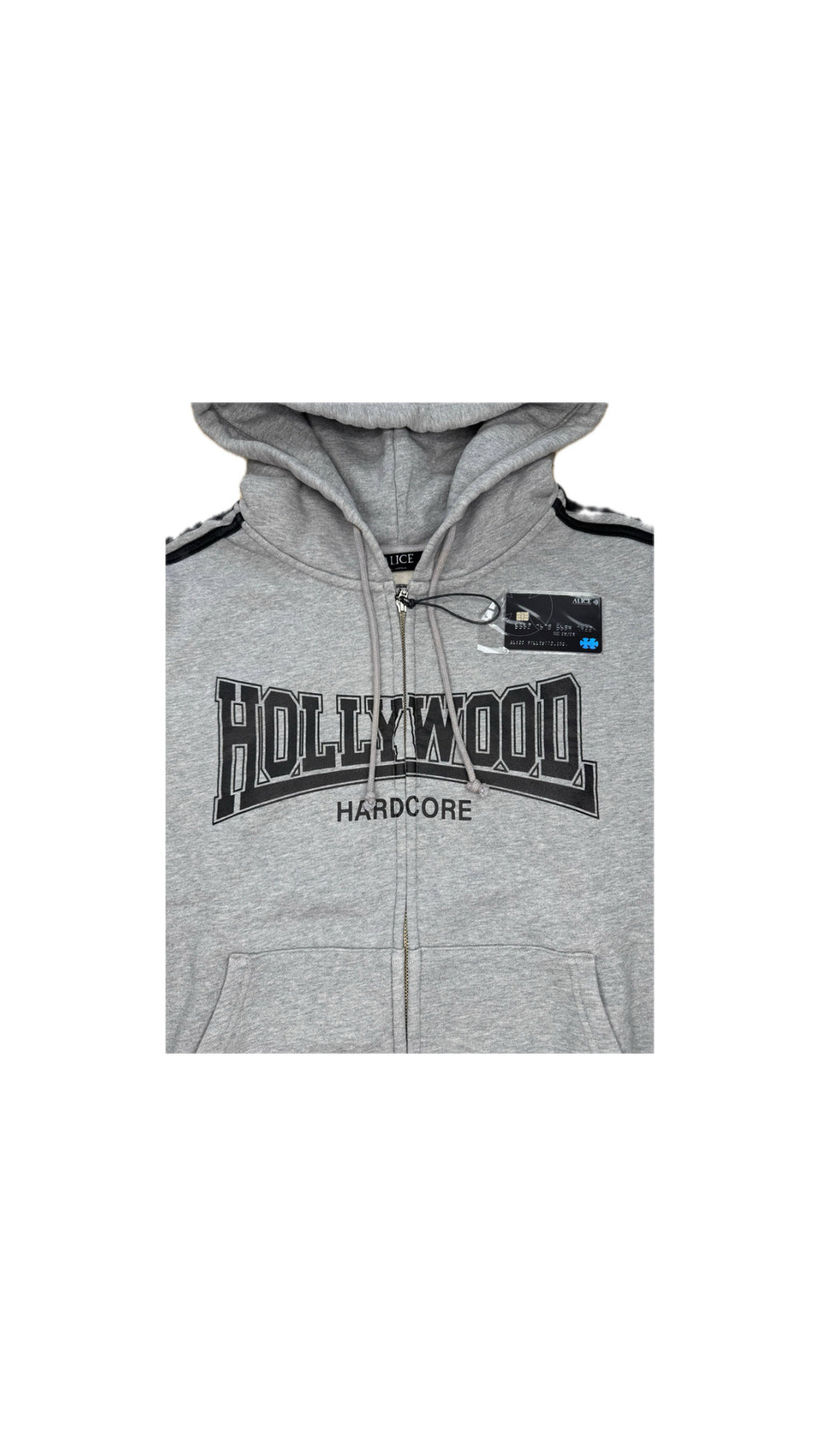 ALICE HOLLYWOOD “HARDCORE” GREY HEAVYWEIGHT ZIP-HOODIE