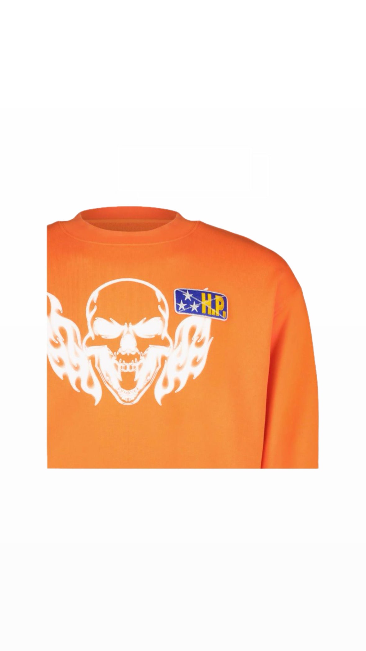 HERON PRESTON “SKULL” ORANGE PATCHED SWEATSHIRT