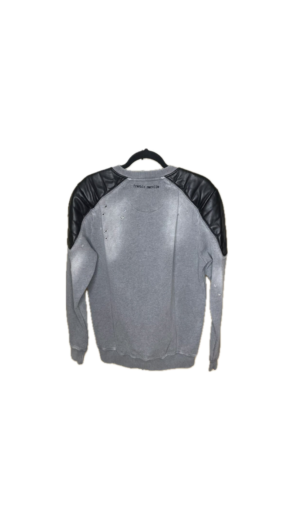 FRANKIE MORELLO DISTRESSED LEATHER SWEATSHIRT