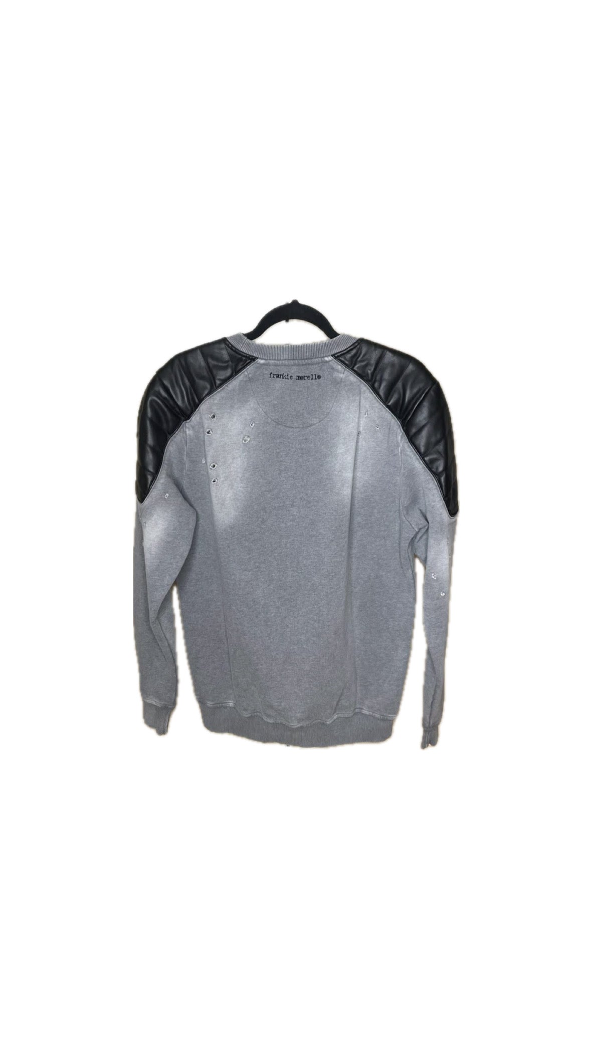 FRANKIE MORELLO DISTRESSED LEATHER SWEATSHIRT