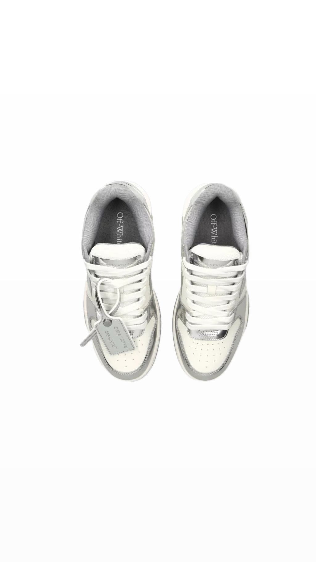 OFF-WHITE “OUT OF OFFICE” SILVER SNEAKERS