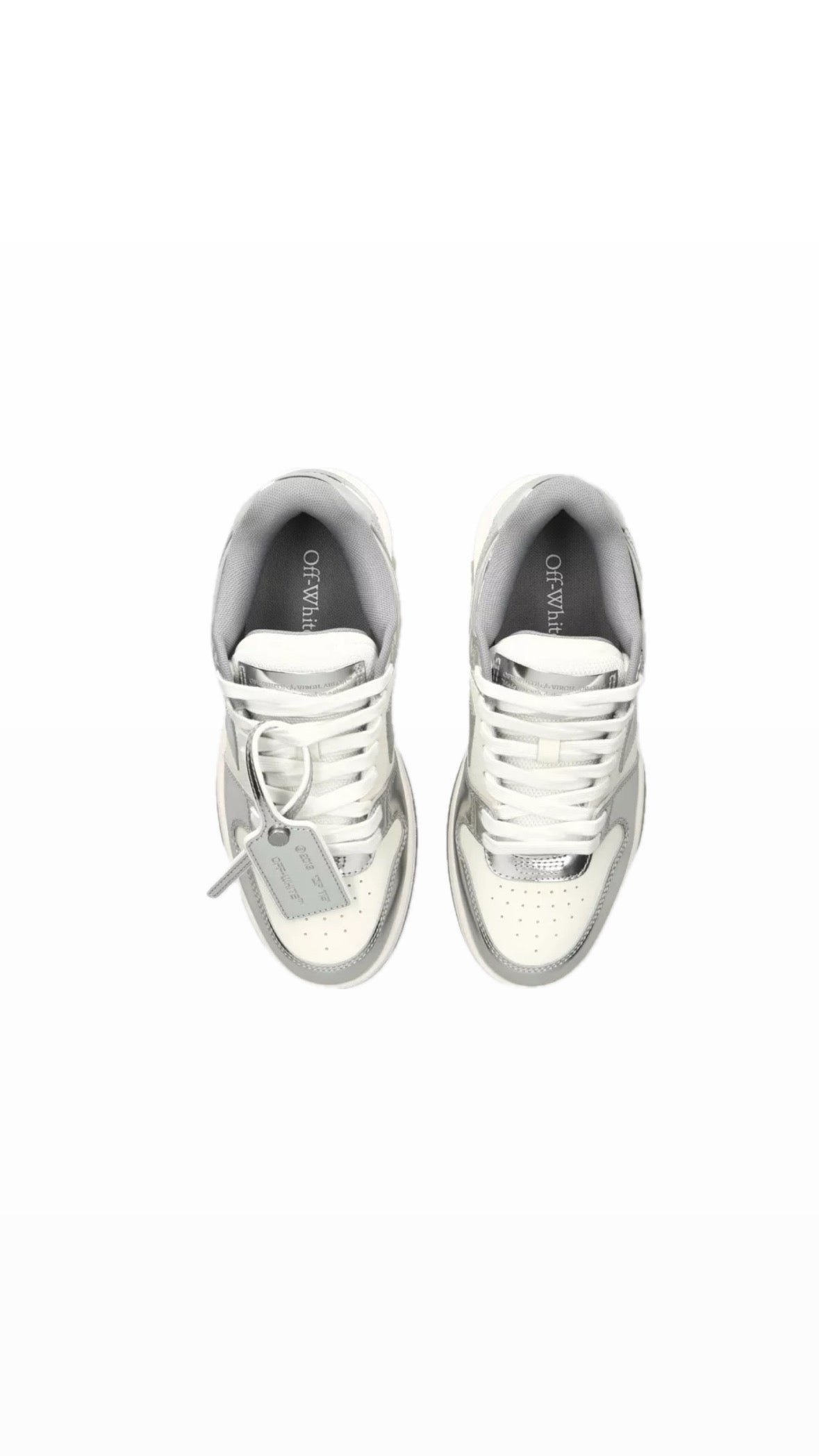 OFF-WHITE “OUT OF OFFICE” SILVER SNEAKERS