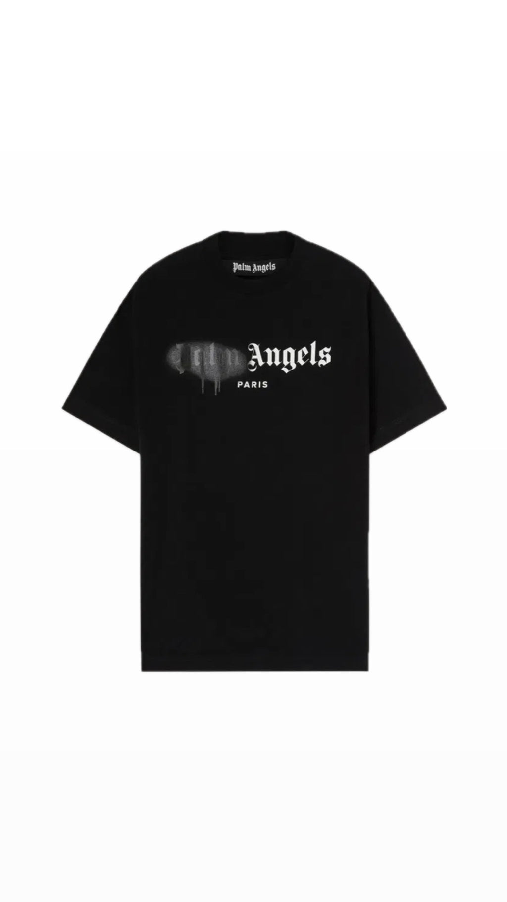 PALM ANGELS “PARIS” SPRAYED BLACK T-SHIRT