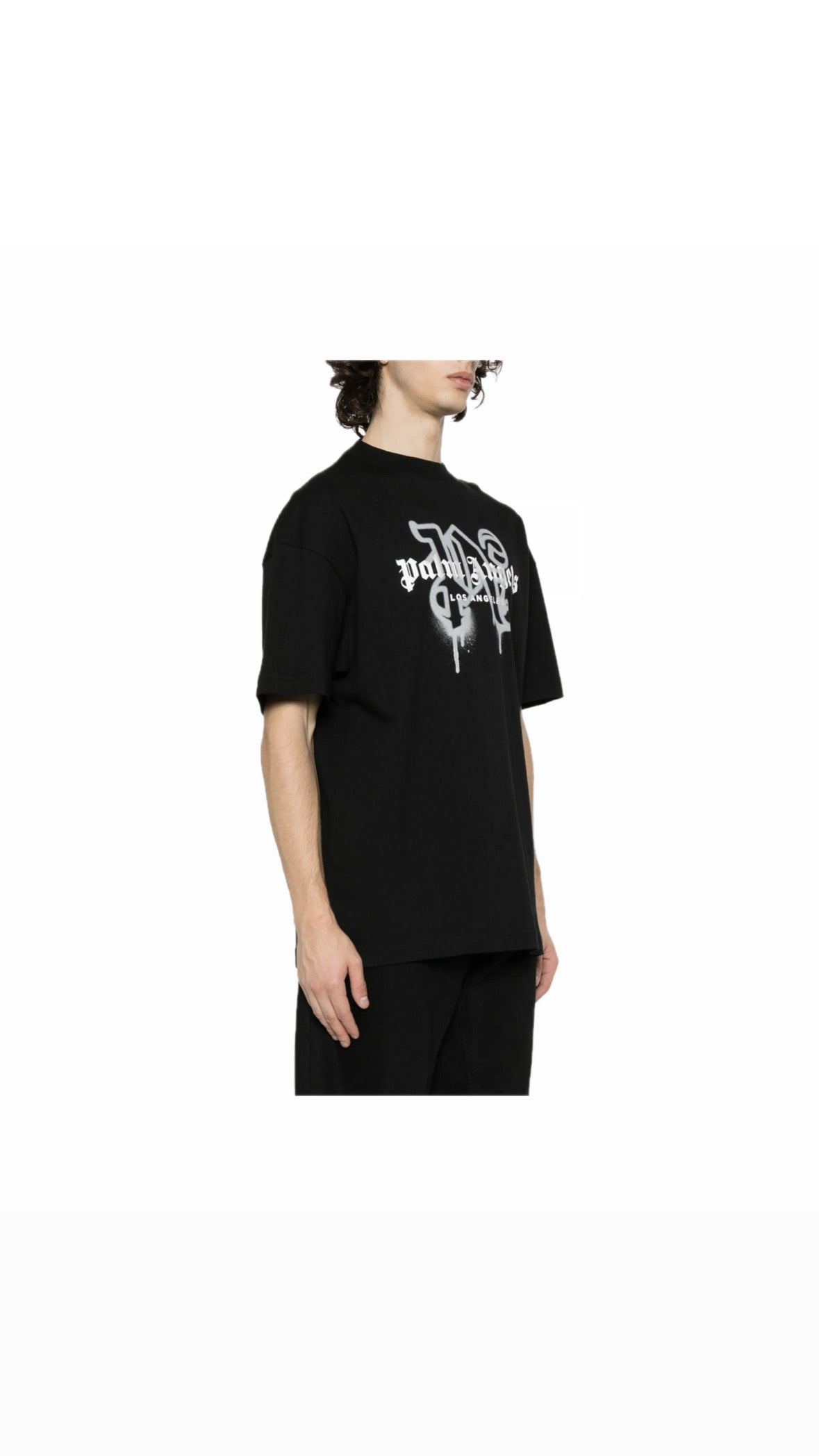 PALM ANGELS “LOS ANGELES” SPRAYED BLACK T-SHIRT