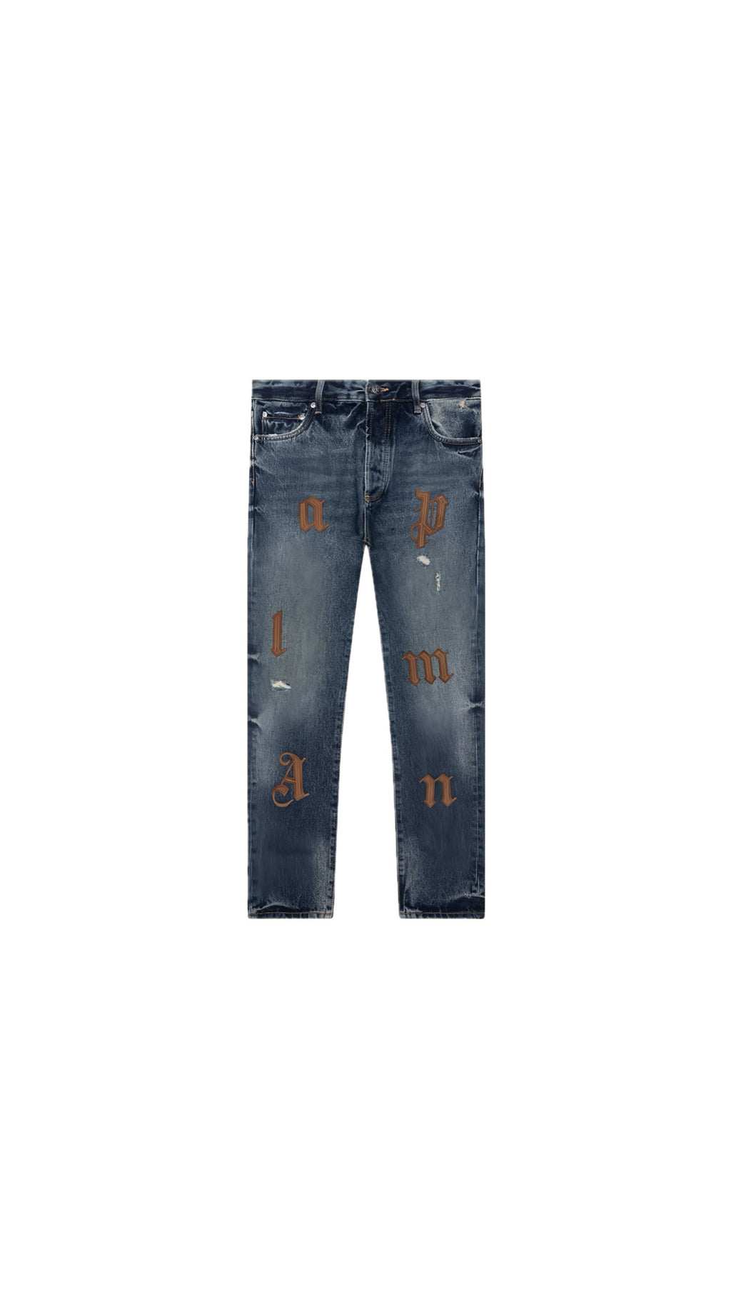 PALM ANGELS PATCHED LETTERS JEANS