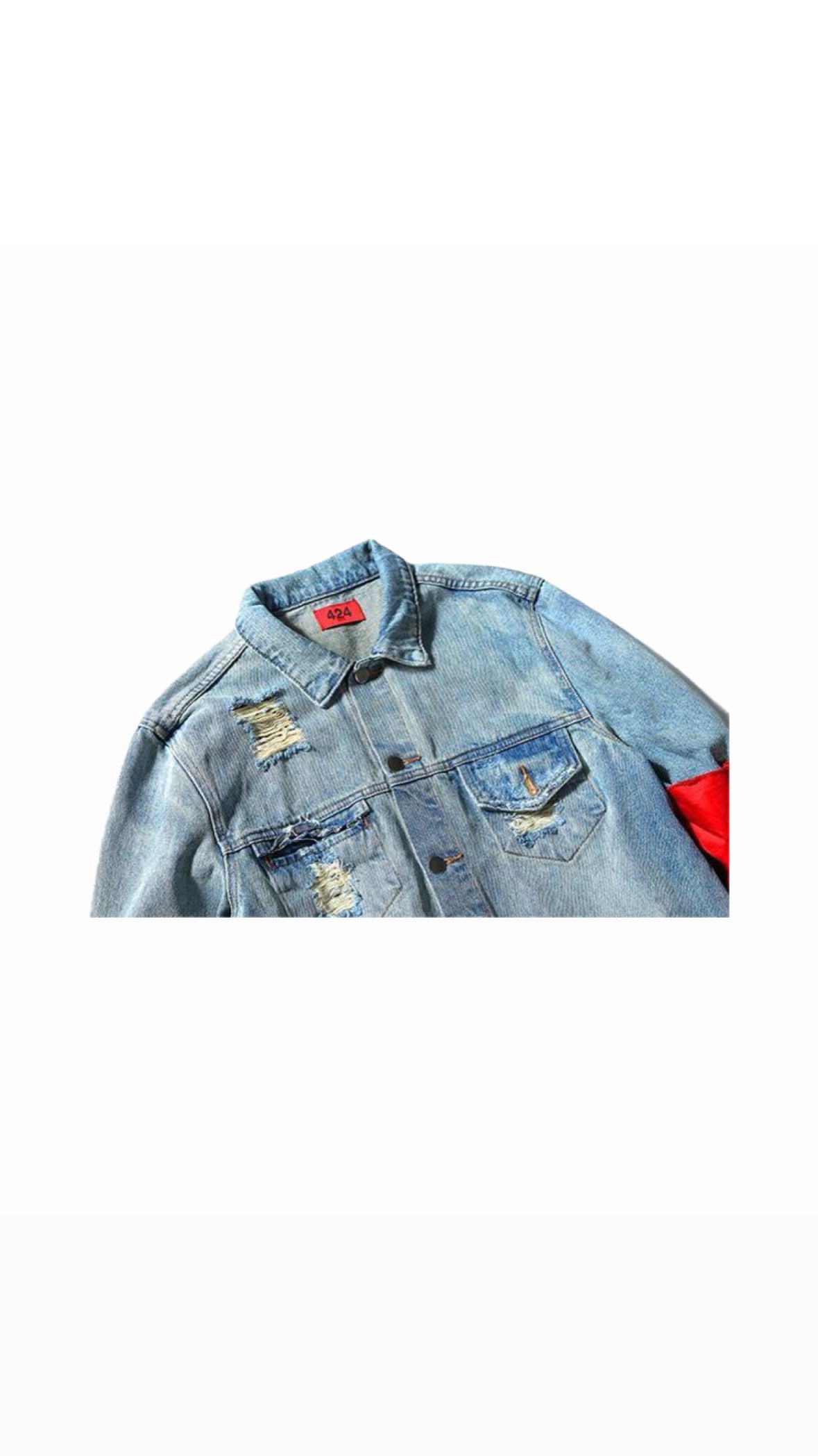 [9/10] 424 FOURTWOFOUR 2016 RELEASE DISTRESSED DENIM JACKET