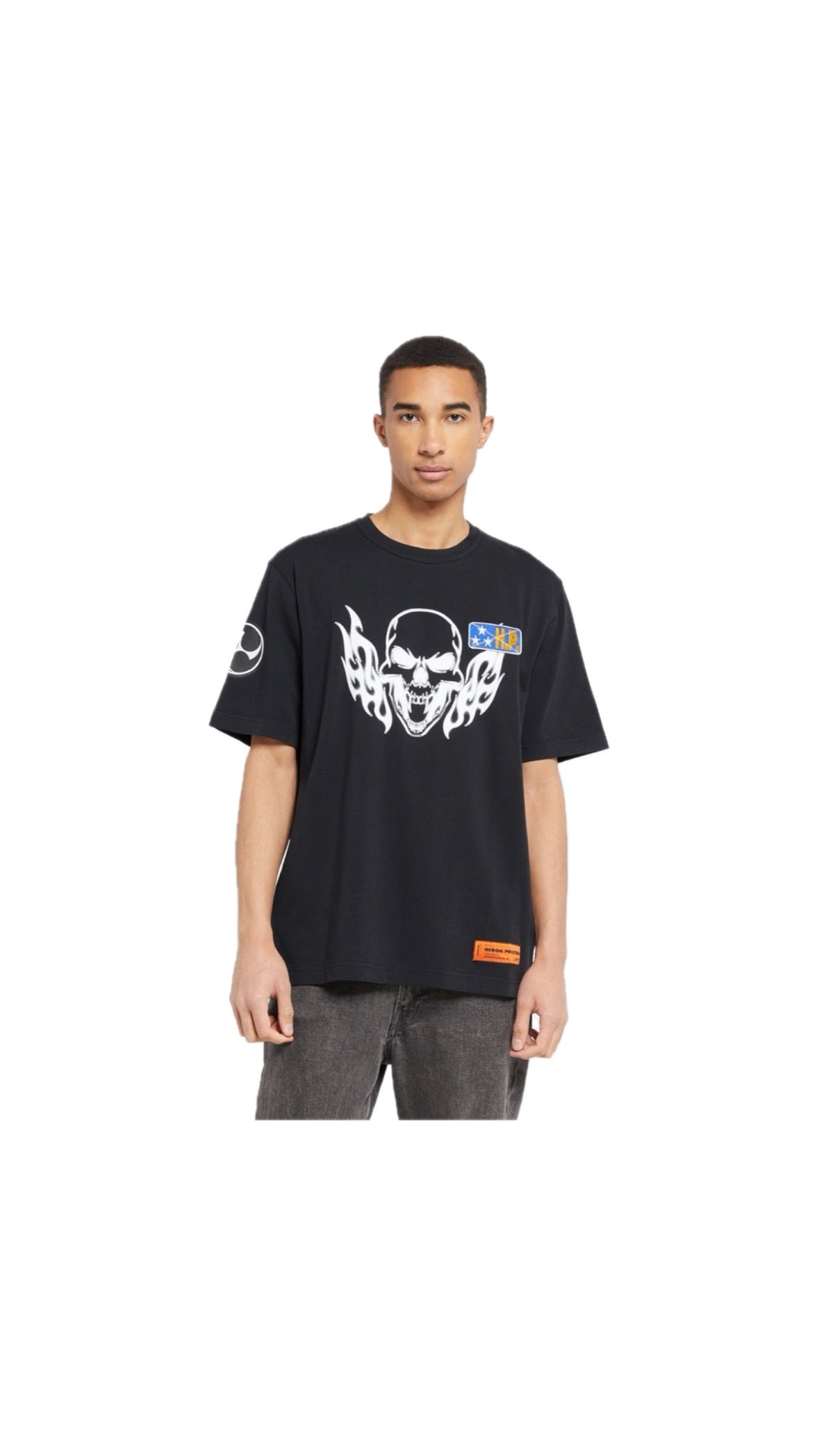 HERON PRESTON SKULL PATCHED T-SHIRT