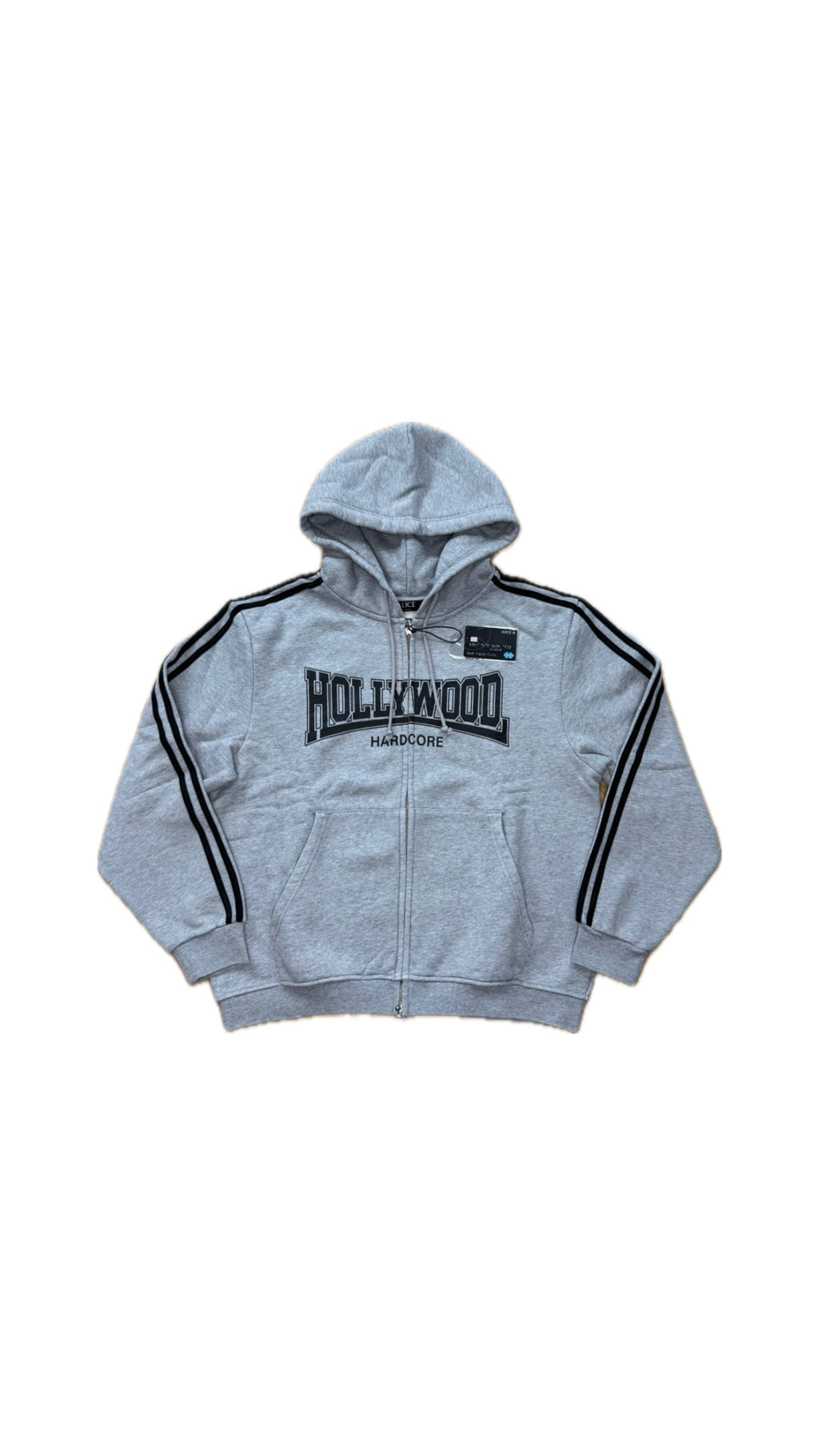 ALICE HOLLYWOOD “HARDCORE” GREY HEAVYWEIGHT ZIP-HOODIE