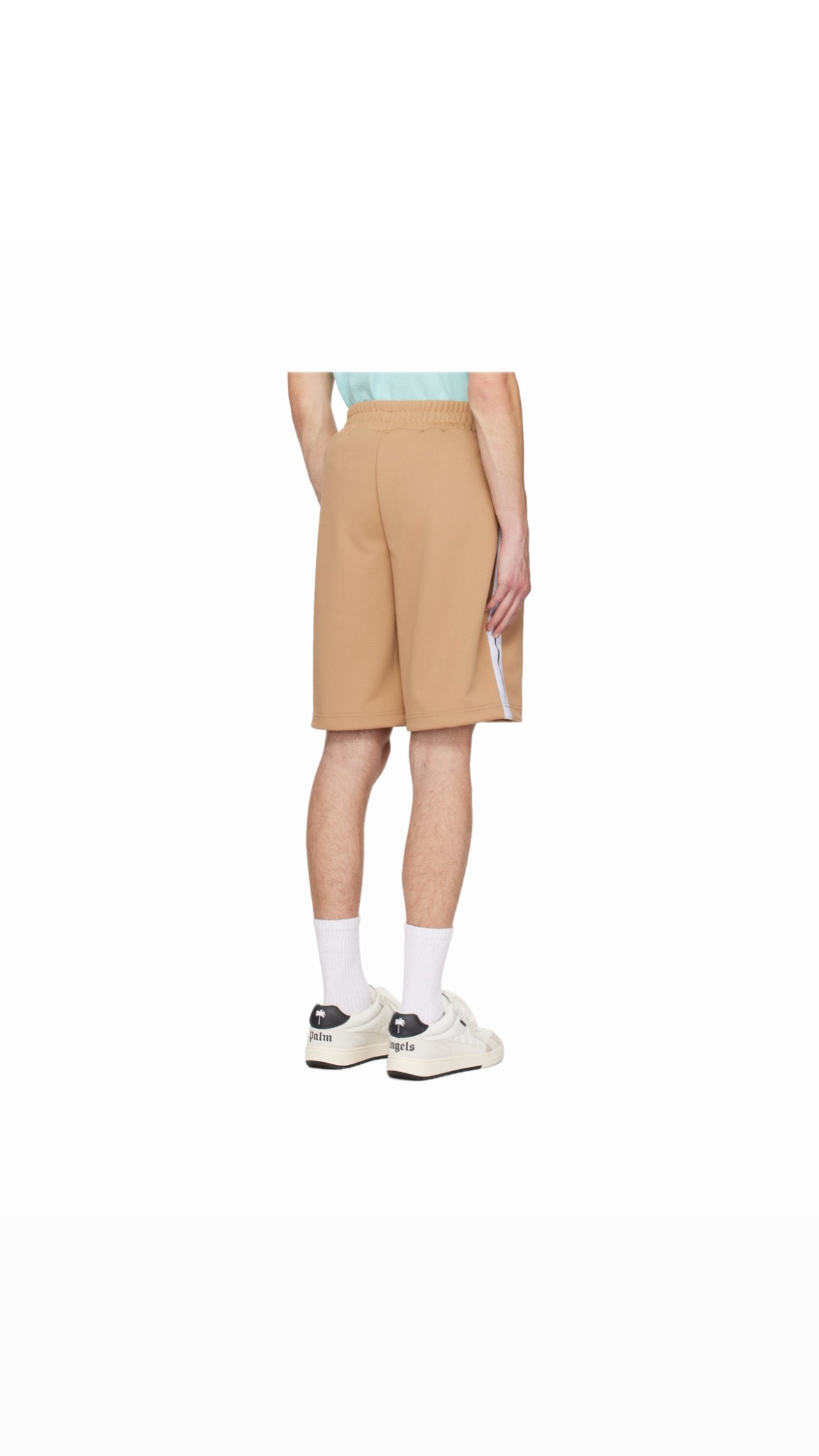 PALM ANGELS BEIGE TRACK SHORTS
