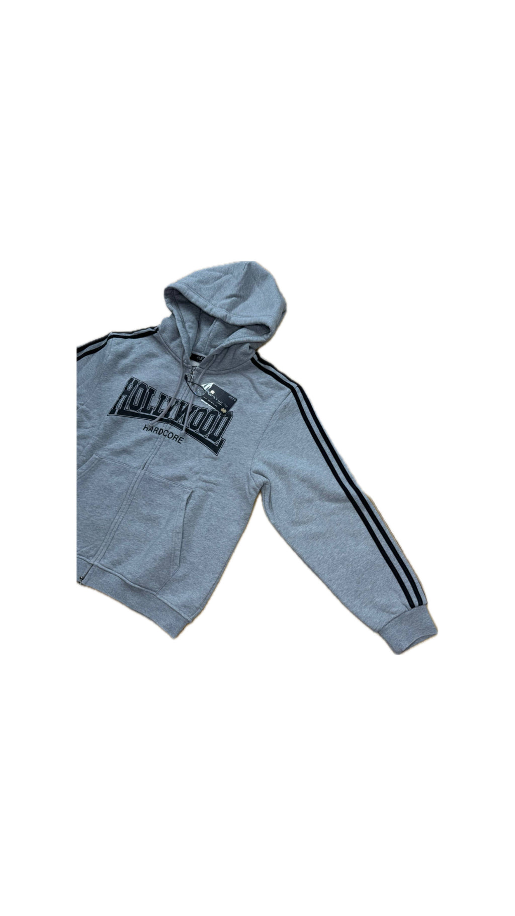 ALICE HOLLYWOOD “HARDCORE” GREY HEAVYWEIGHT ZIP-HOODIE
