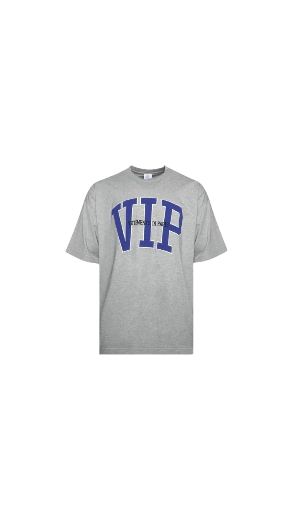 VETEMENTS “V.I.P.” GREY MELANGE OVERSIZE TEE