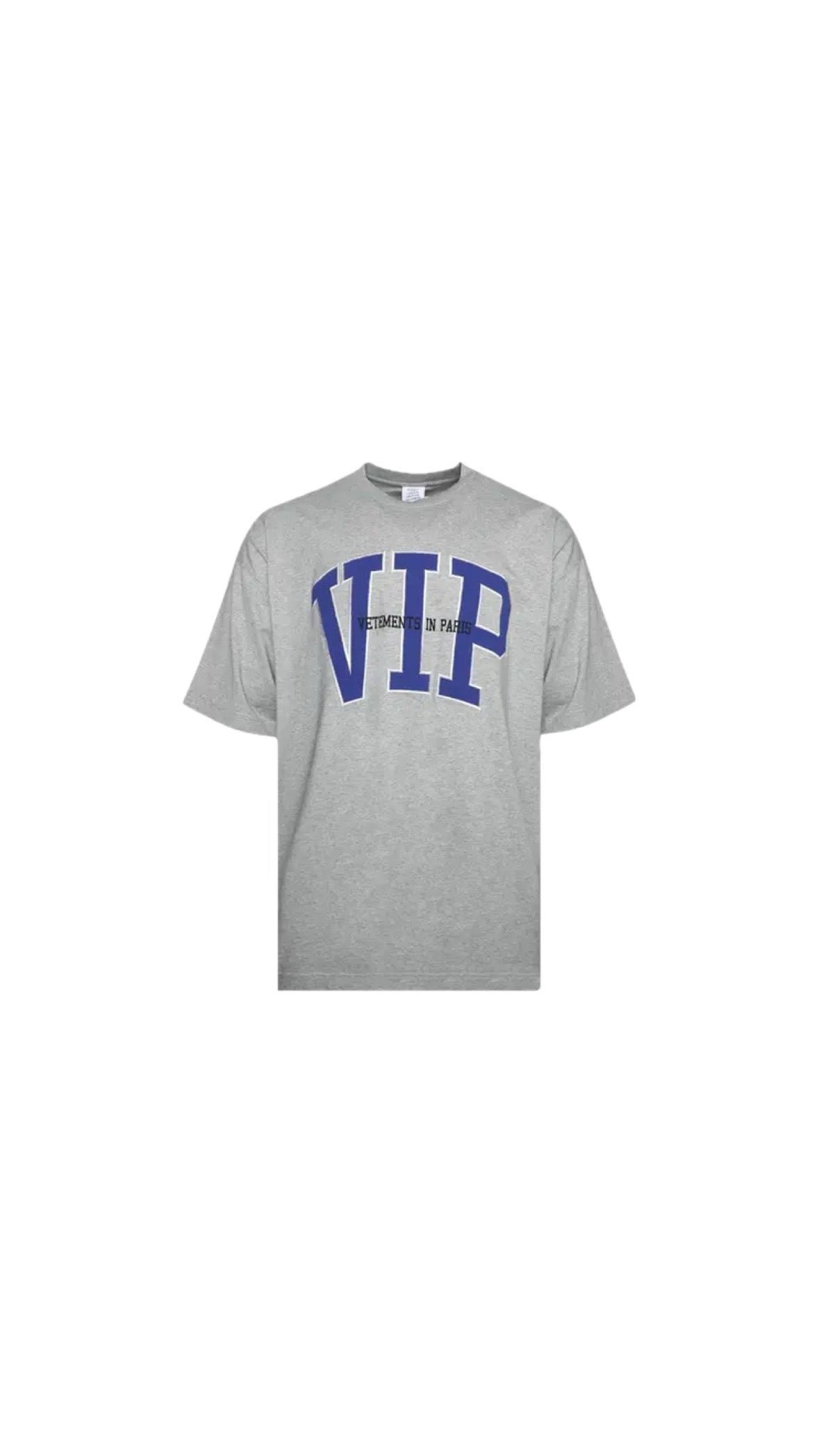 VETEMENTS “V.I.P.” GREY MELANGE OVERSIZE TEE